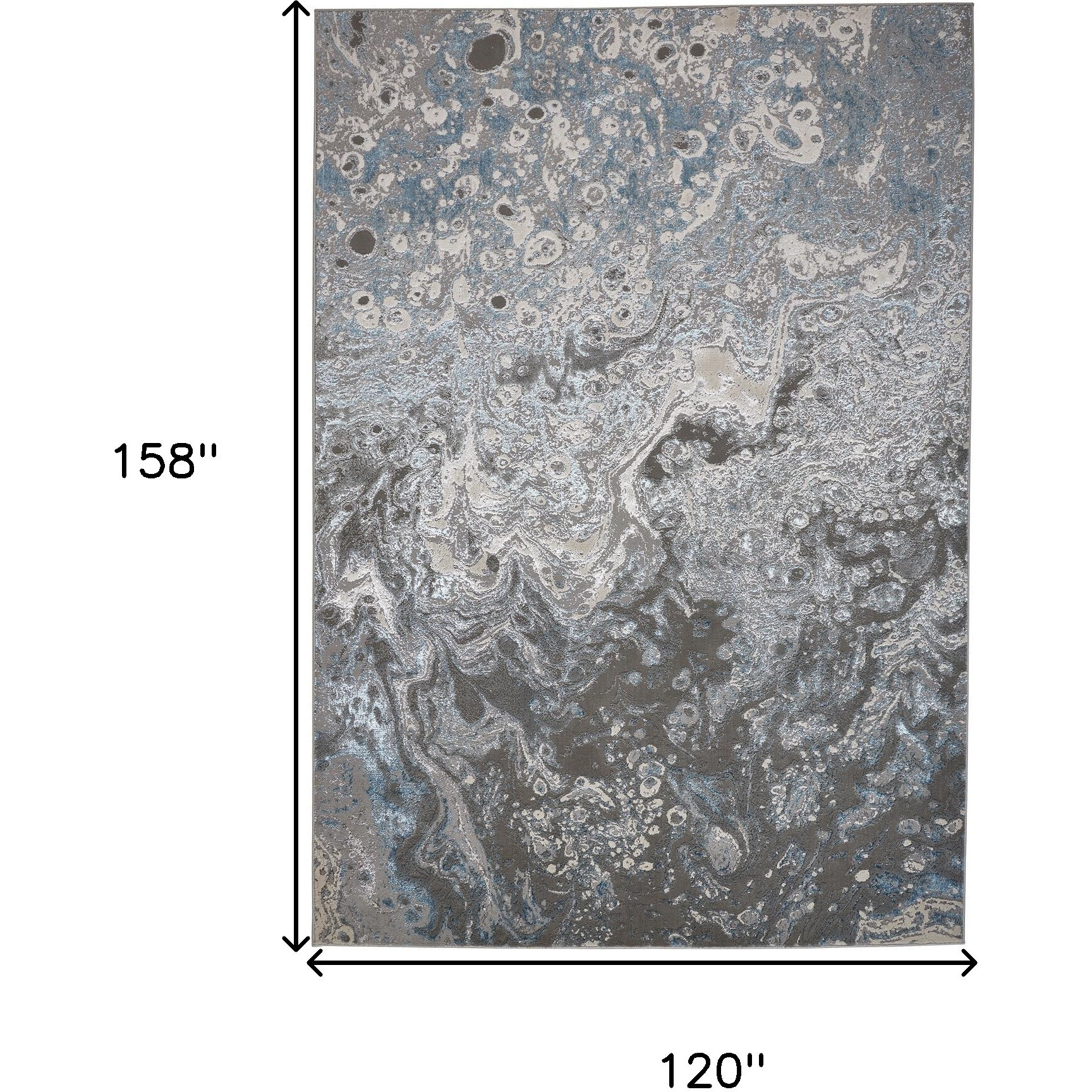 10' X 13' Blue and Gray Abstract Power Loom Area Rug