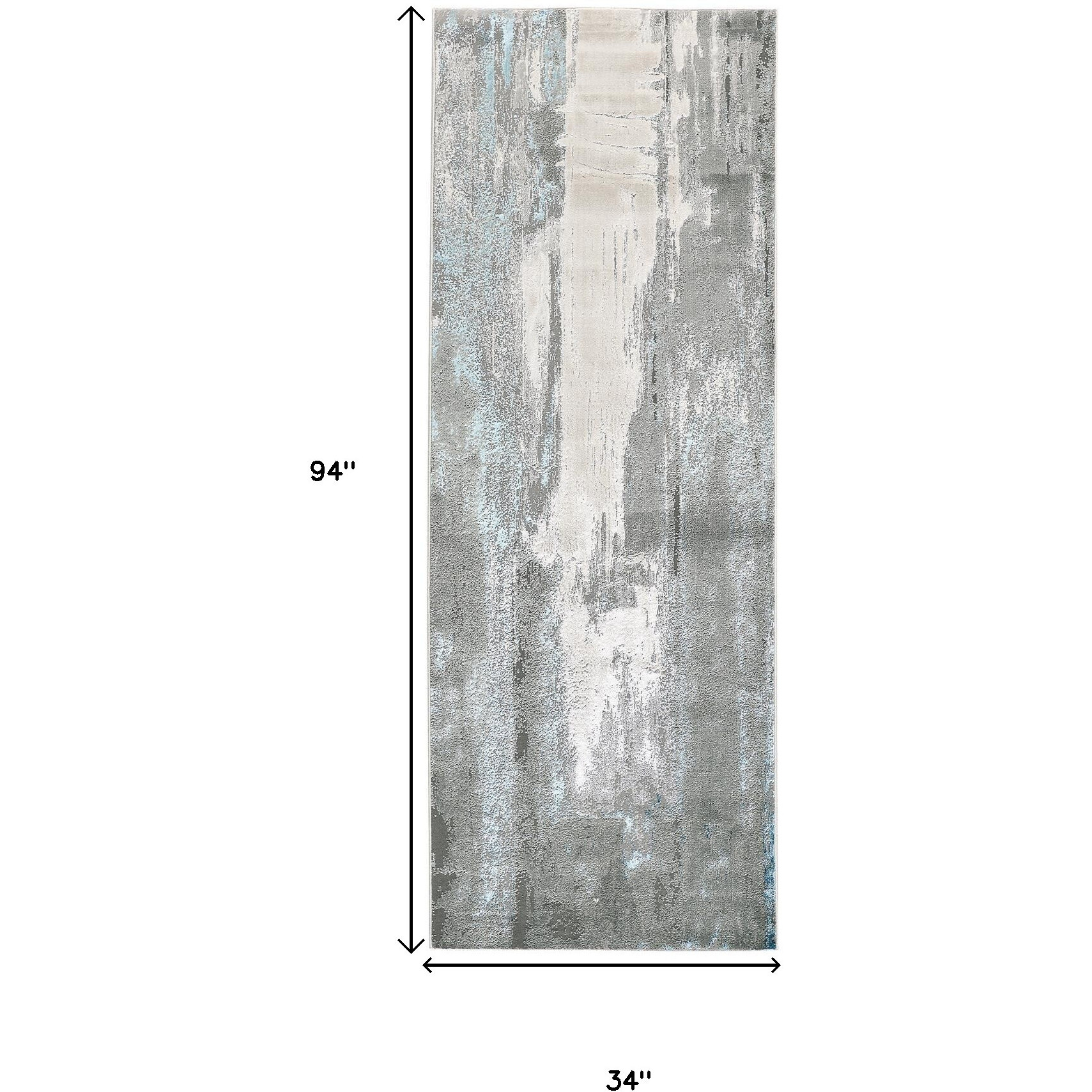 8' Blue and Gray Abstract Power Loom Runner Rug