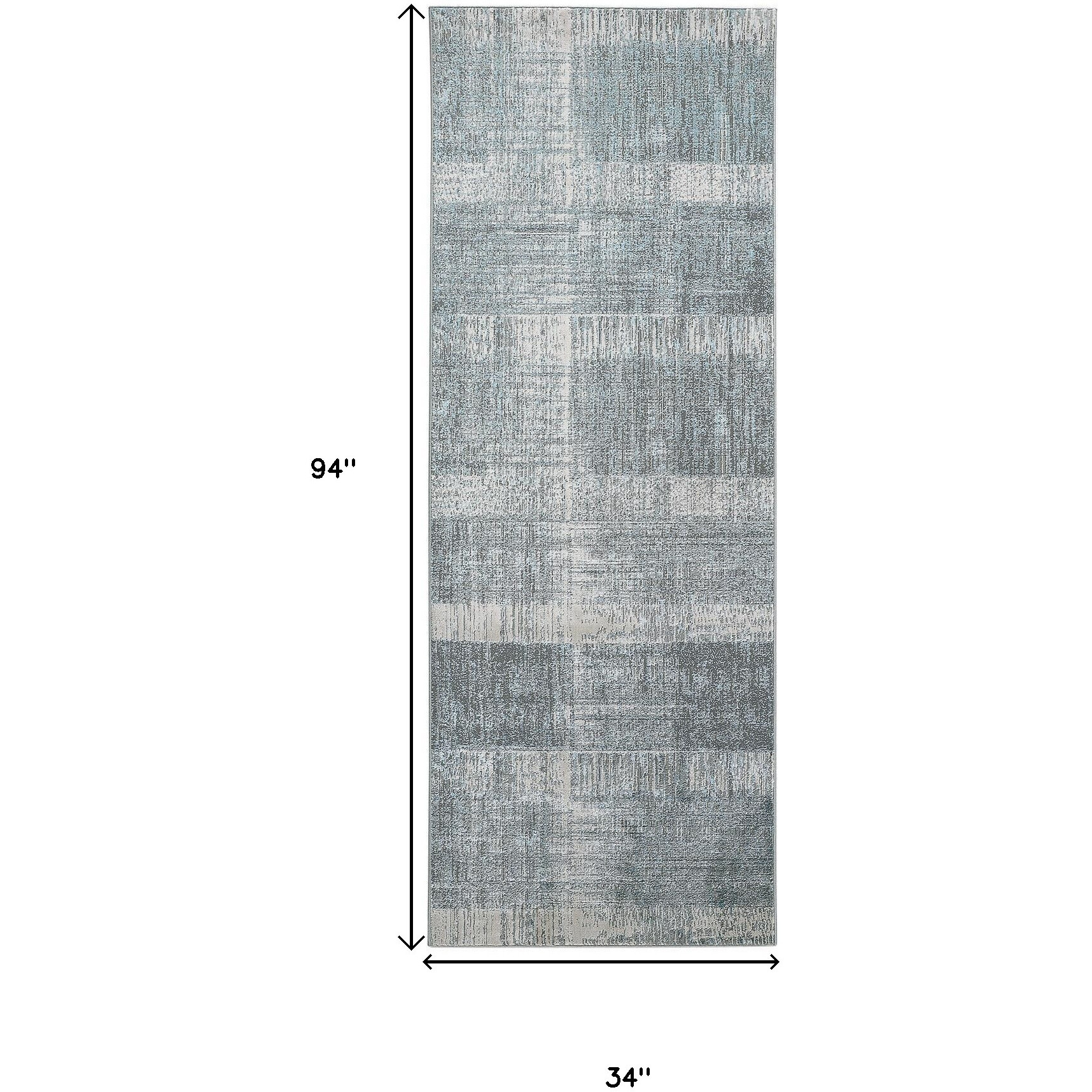 8' Blue and Gray Abstract Power Loom Runner Rug