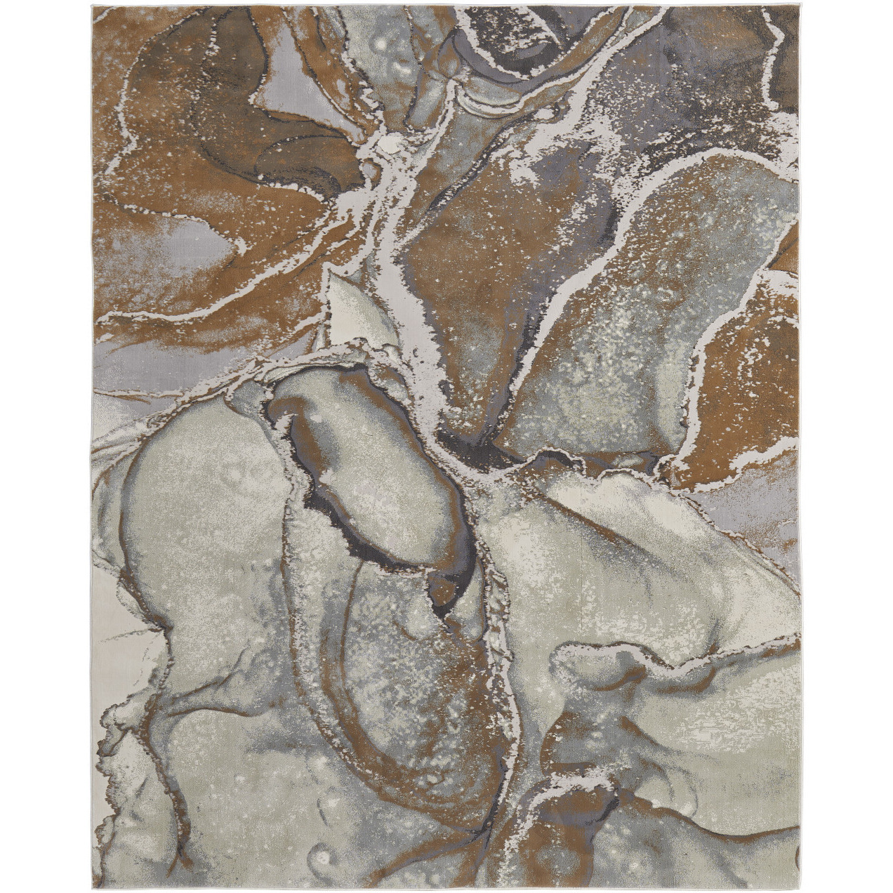 9' X 12' Gray and Brown Marble Power Loom Area Rug