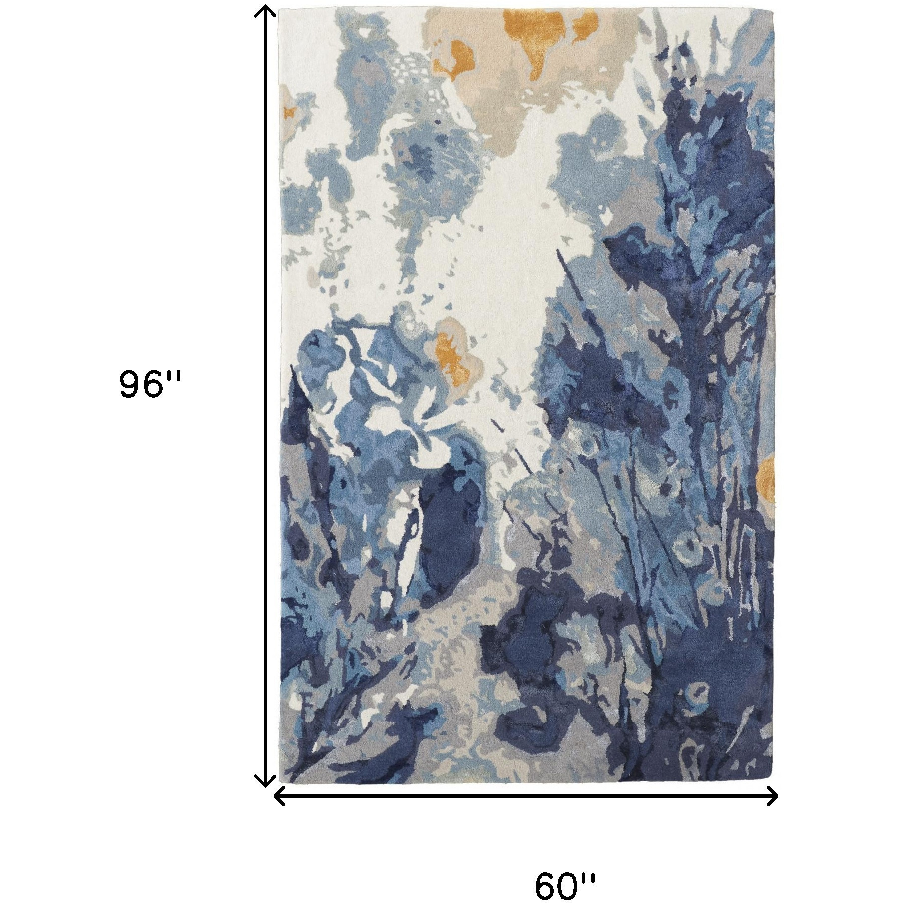 5' X 8' Blue Wool Floral Hand Tufted Area Rug