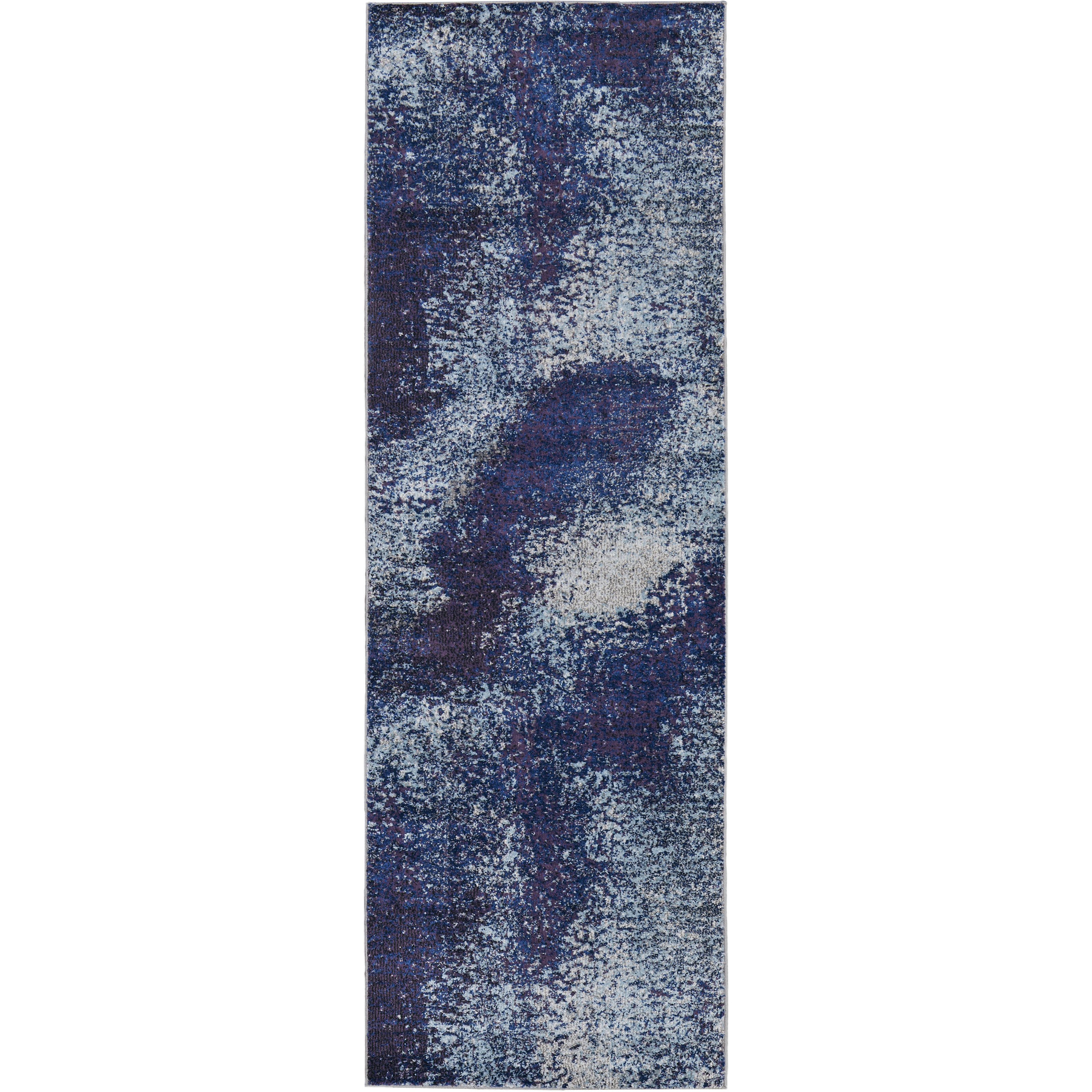 10' Blue and Purple Abstract Power Loom Runner Rug