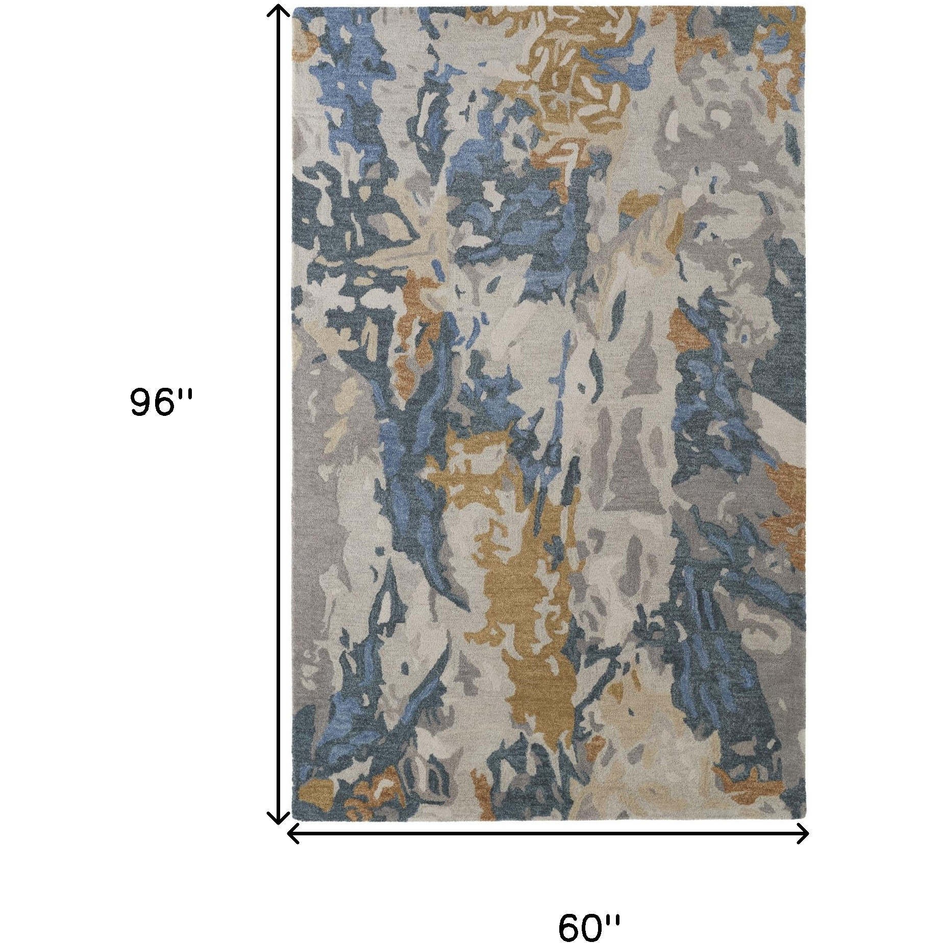 5' X 8' Blue and Gray Wool Abstract Hand Tufted Area Rug