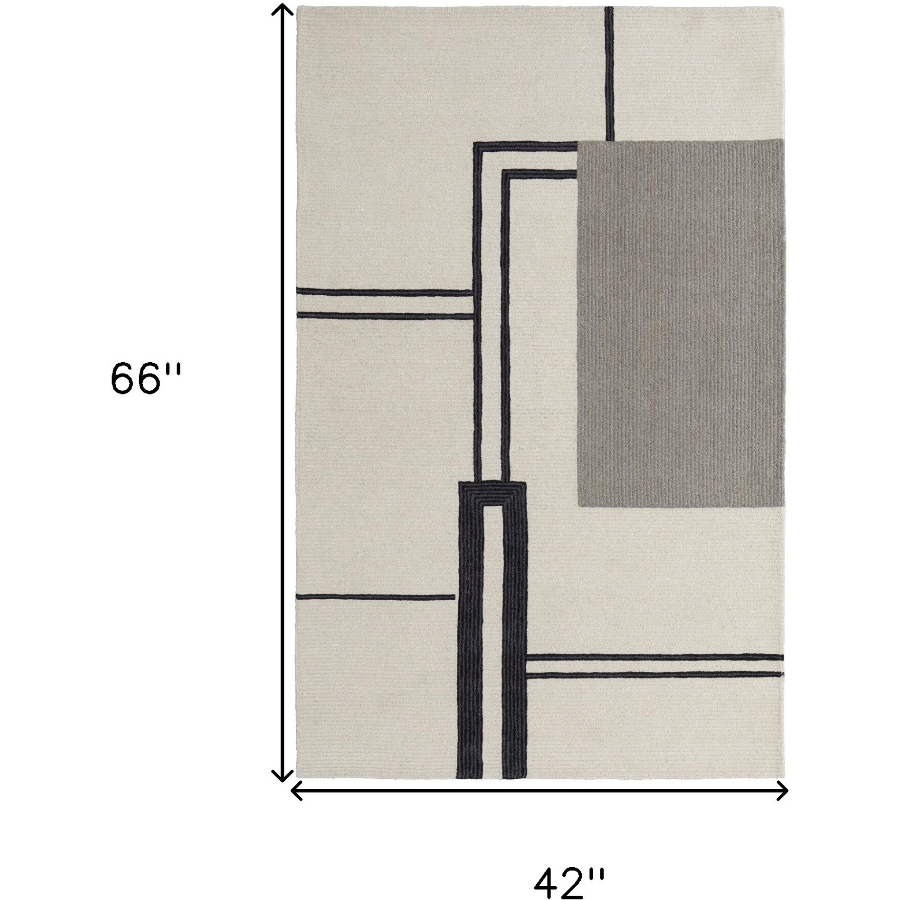 4' X 6' Gray and Ivory Wool Abstract Geometric Hand Tufted Area Rug