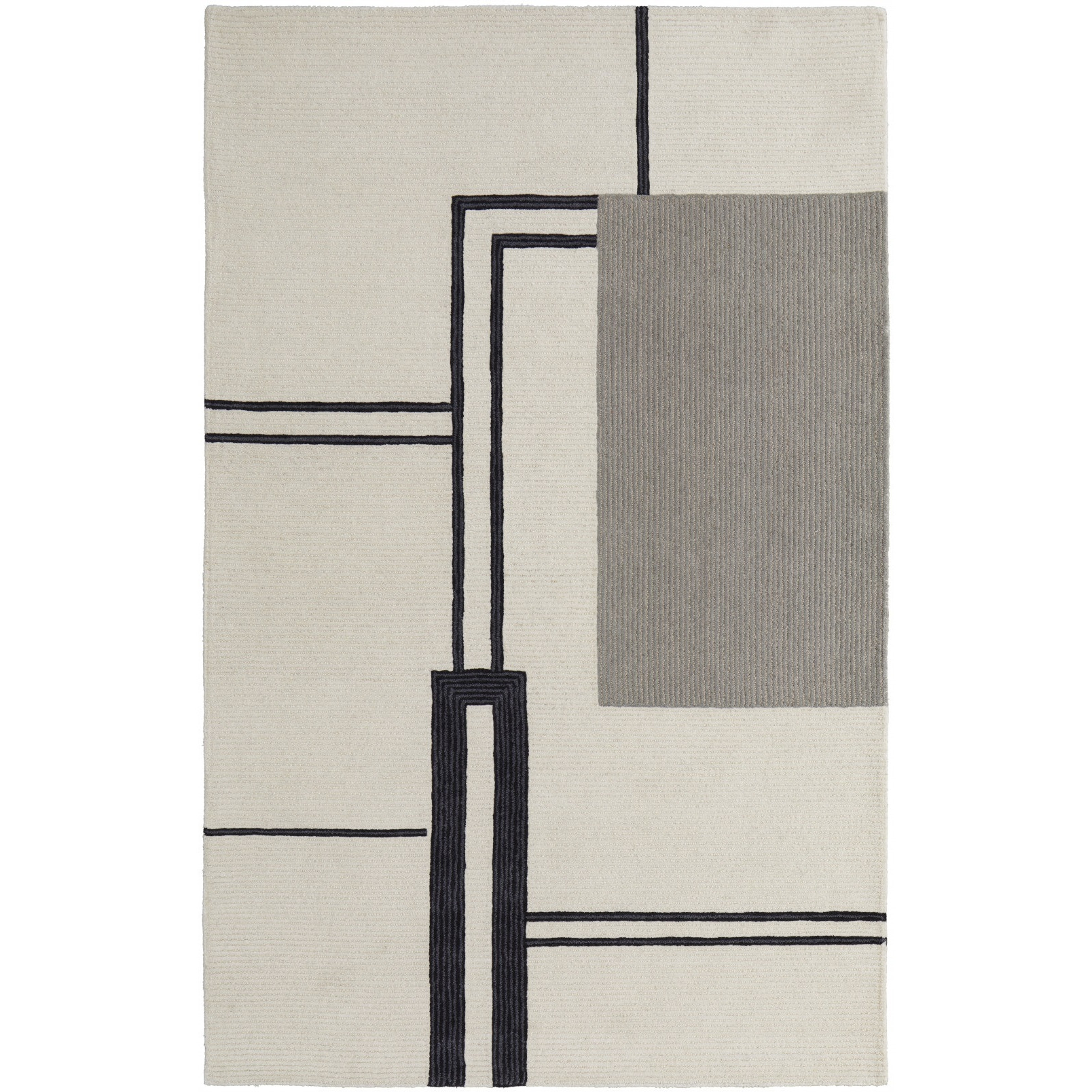 4' X 6' Gray and Ivory Wool Abstract Geometric Hand Tufted Area Rug