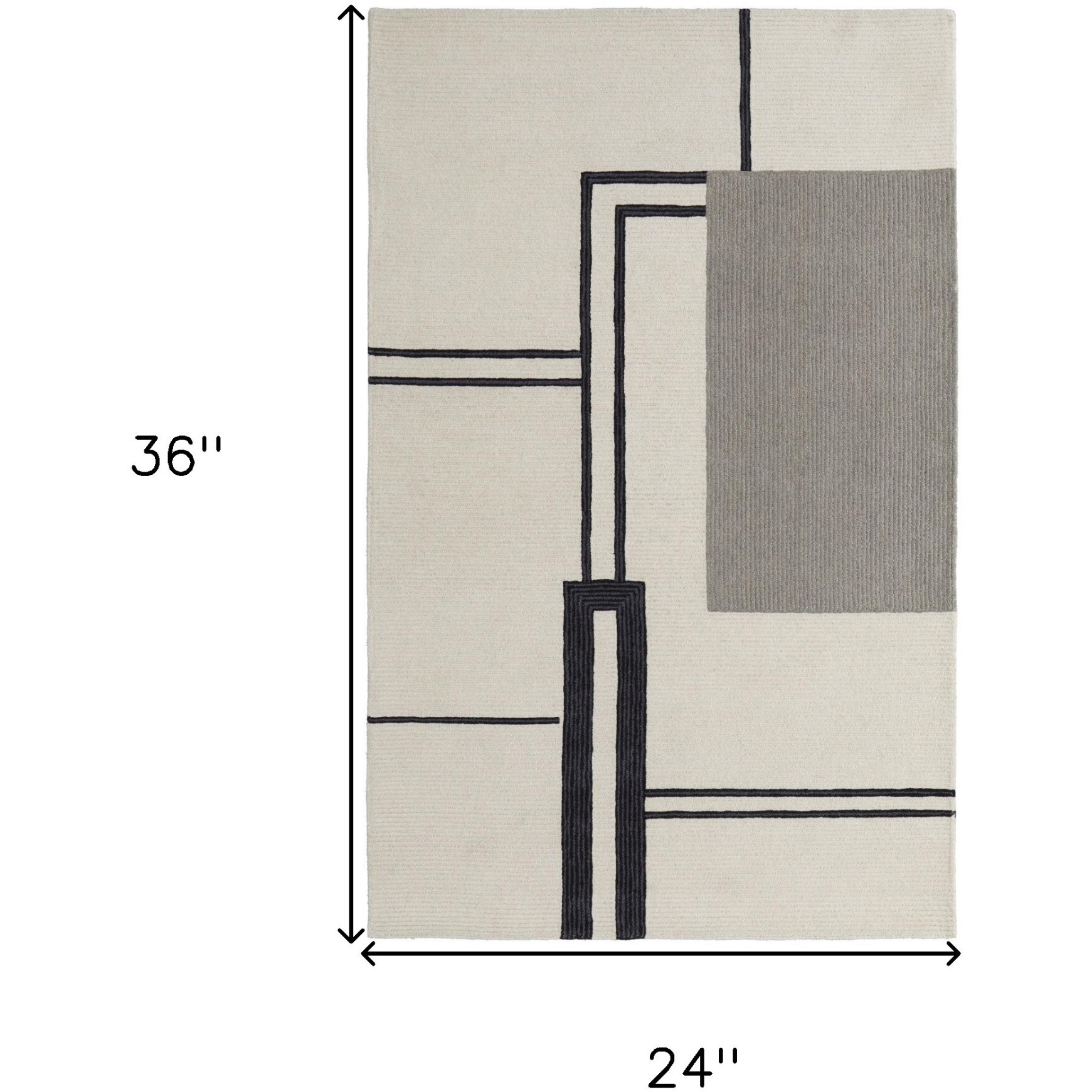 2' X 3' Gray and Ivory Wool Abstract Geometric Hand Tufted Area Rug