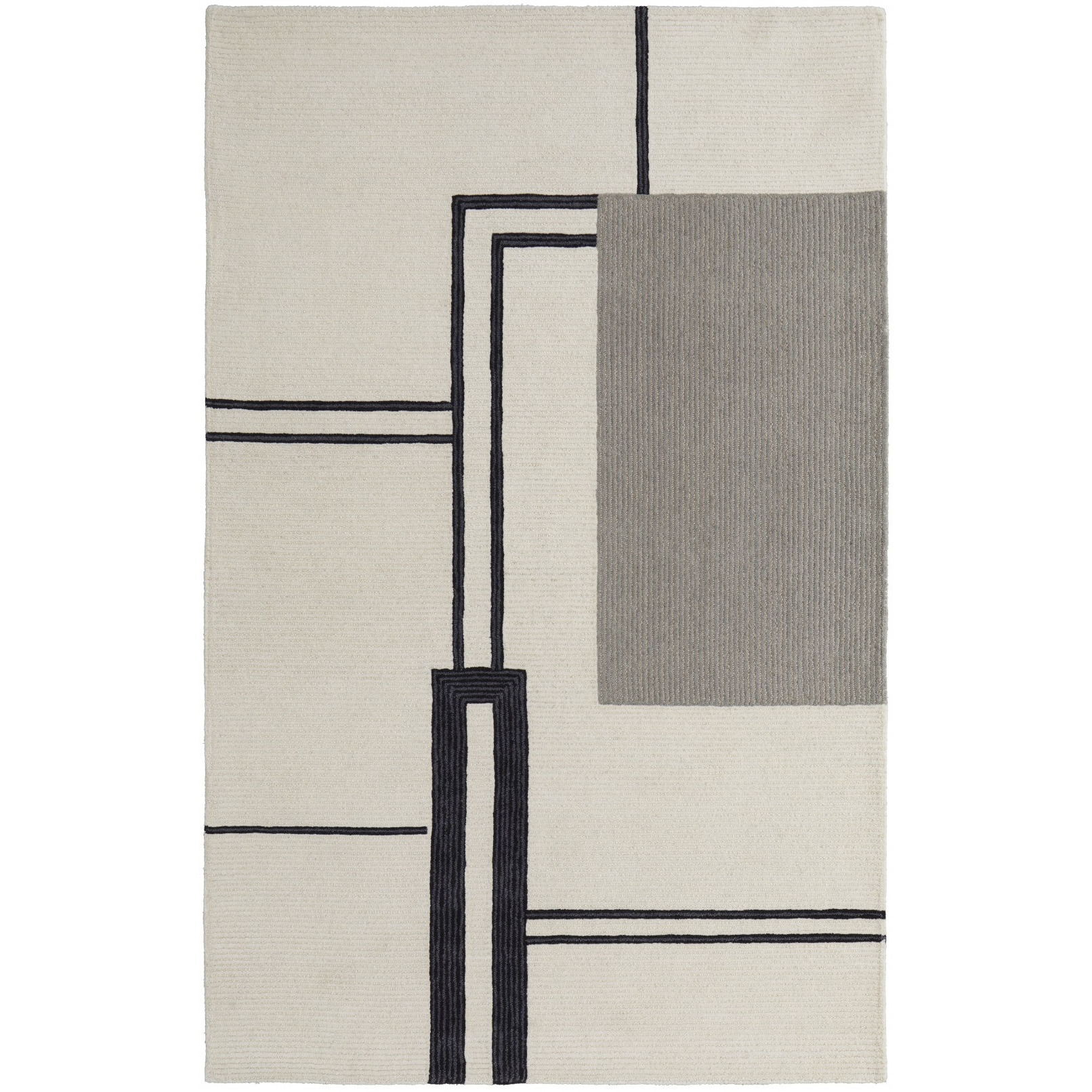 2' X 3' Gray and Ivory Wool Abstract Geometric Hand Tufted Area Rug