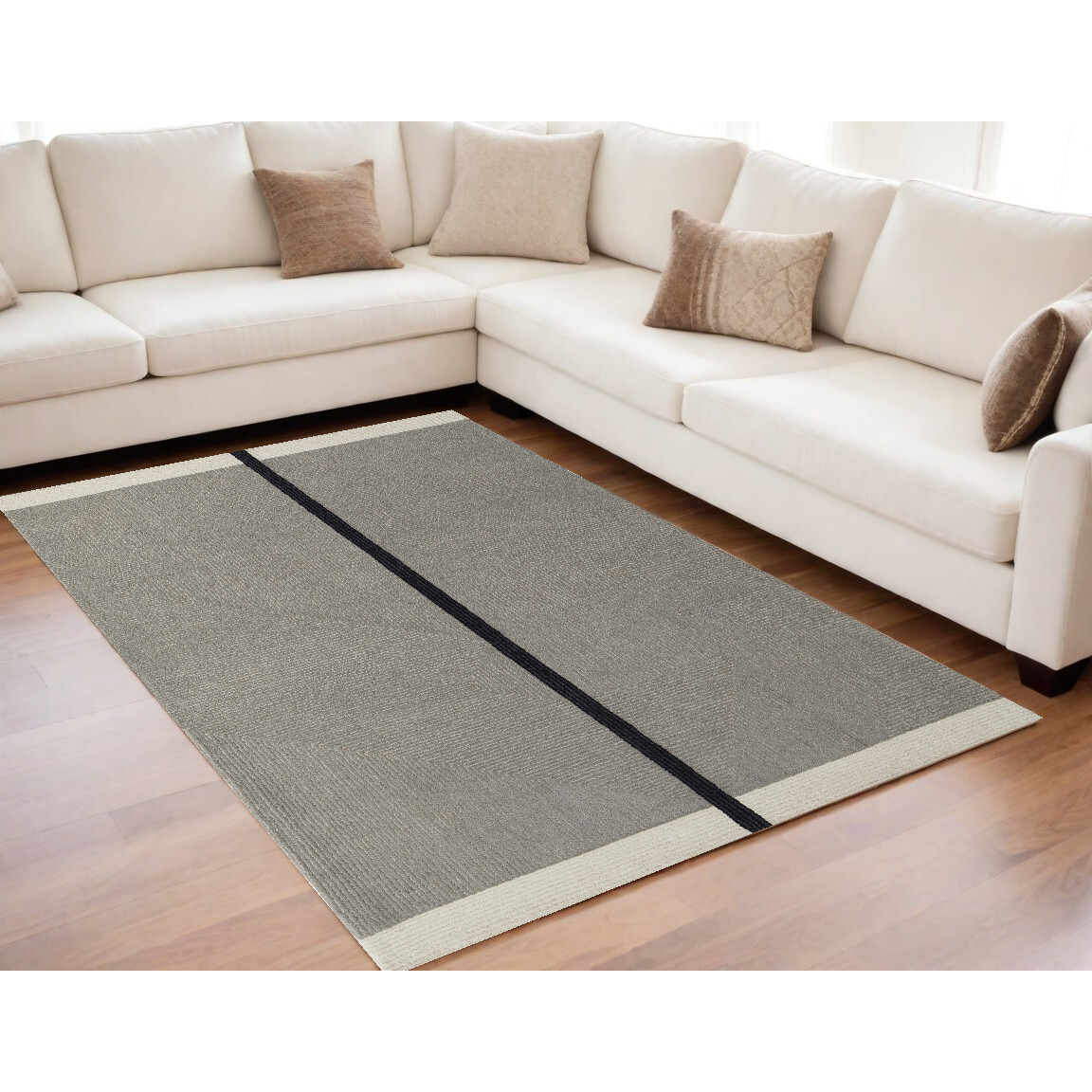 5' X 8' Brown and Black Abstract Geometric Hand Tufted Area Rug