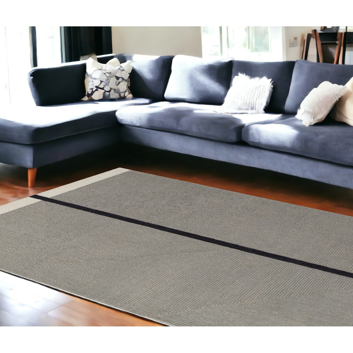 10' X 14' Brown and Black Abstract Geometric Hand Tufted Area Rug