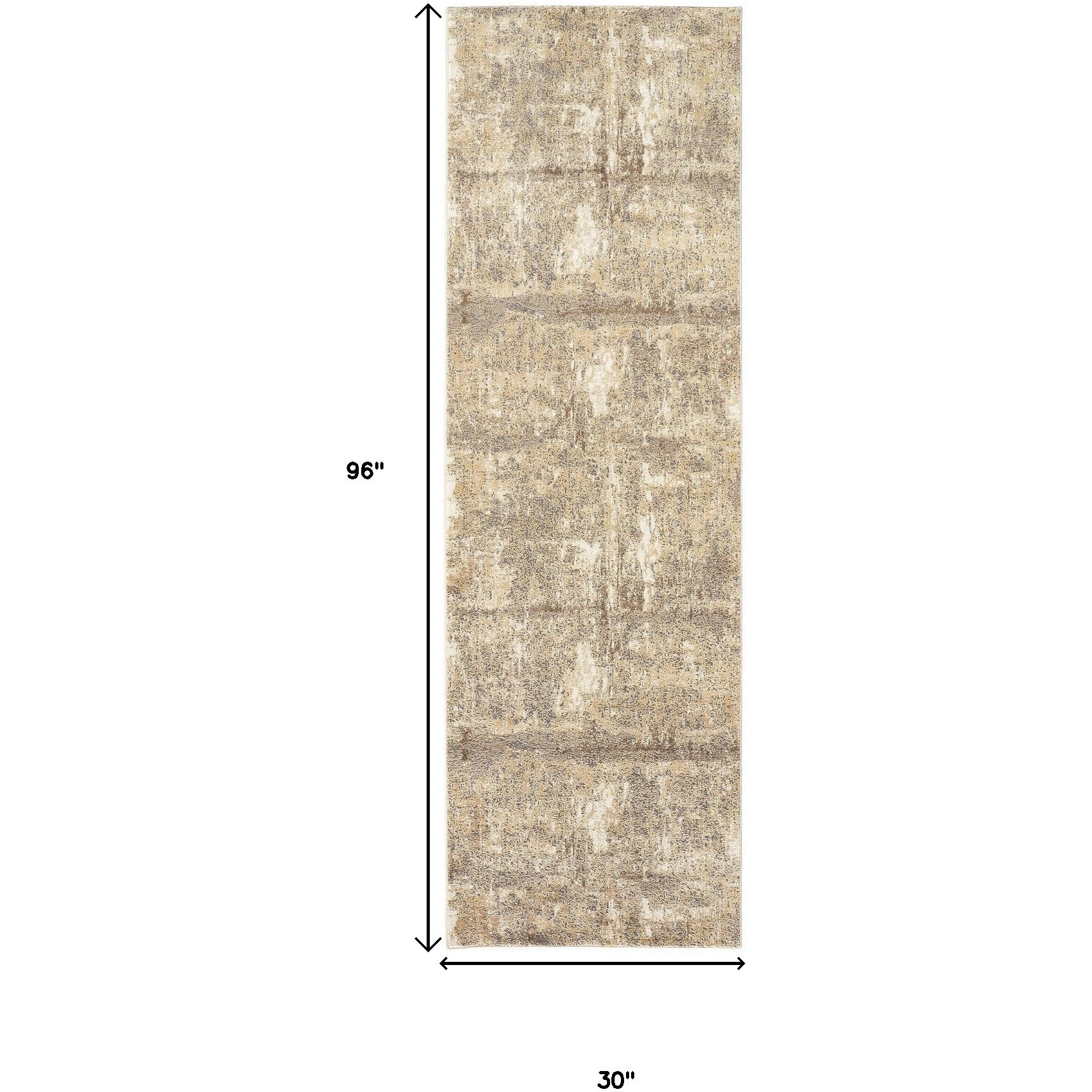 8' Brown and Ivory Abstract Distressed Runner Rug
