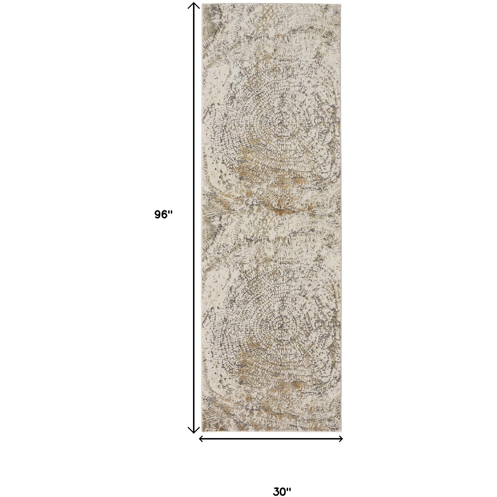 8' Brown and Ivory Abstract Distressed Runner Rug