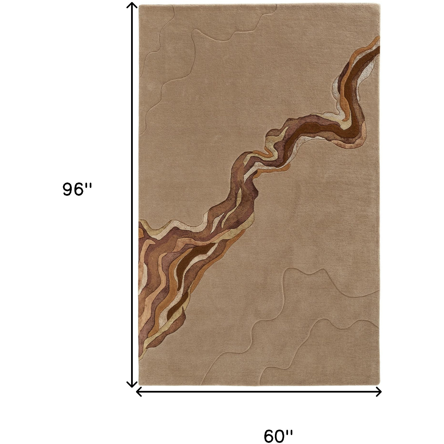 5' X 8' Beige and Brown Abstract Hand Tufted Area Rug