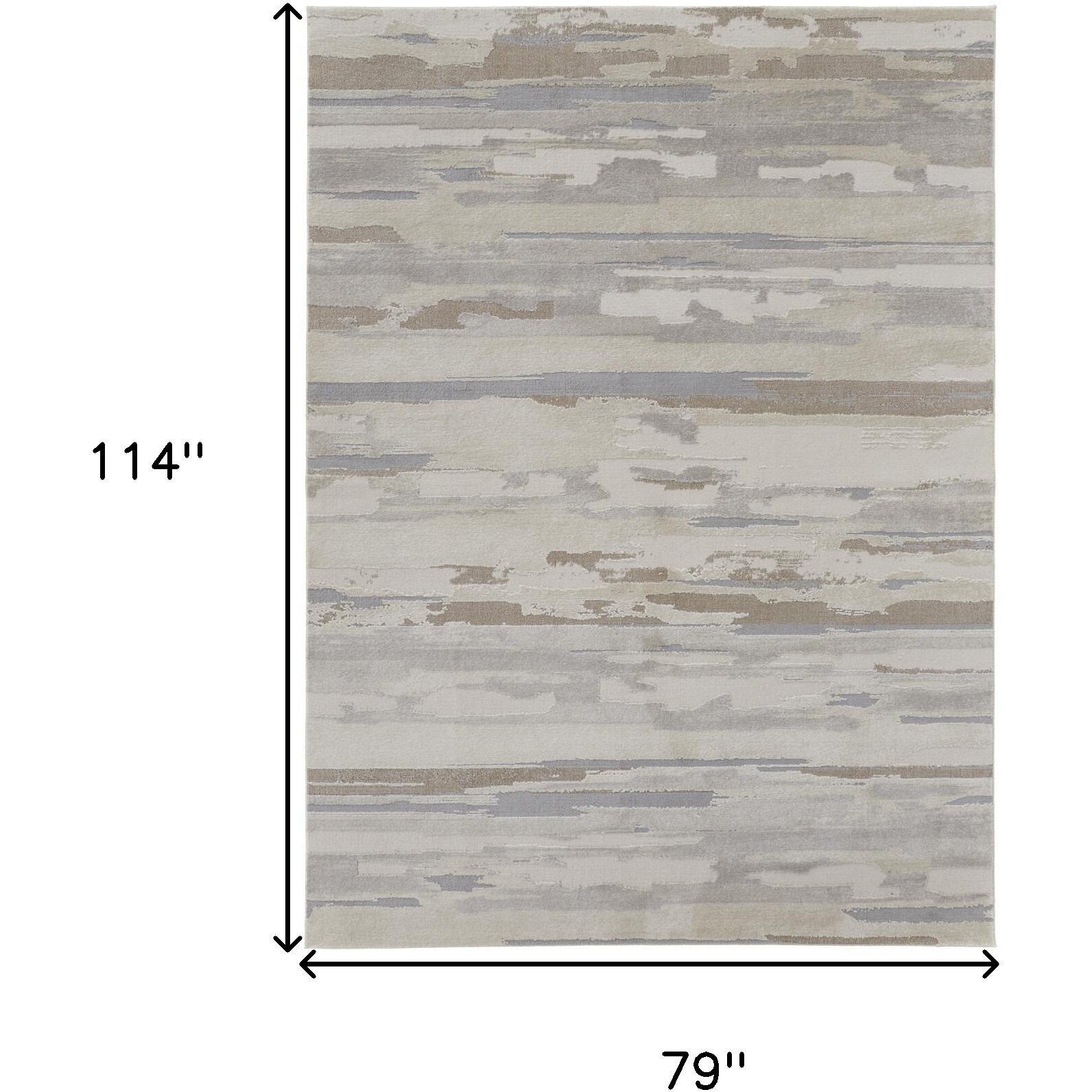 7' X 10' Ivory and Gray Abstract Power Loom Distressed Area Rug
