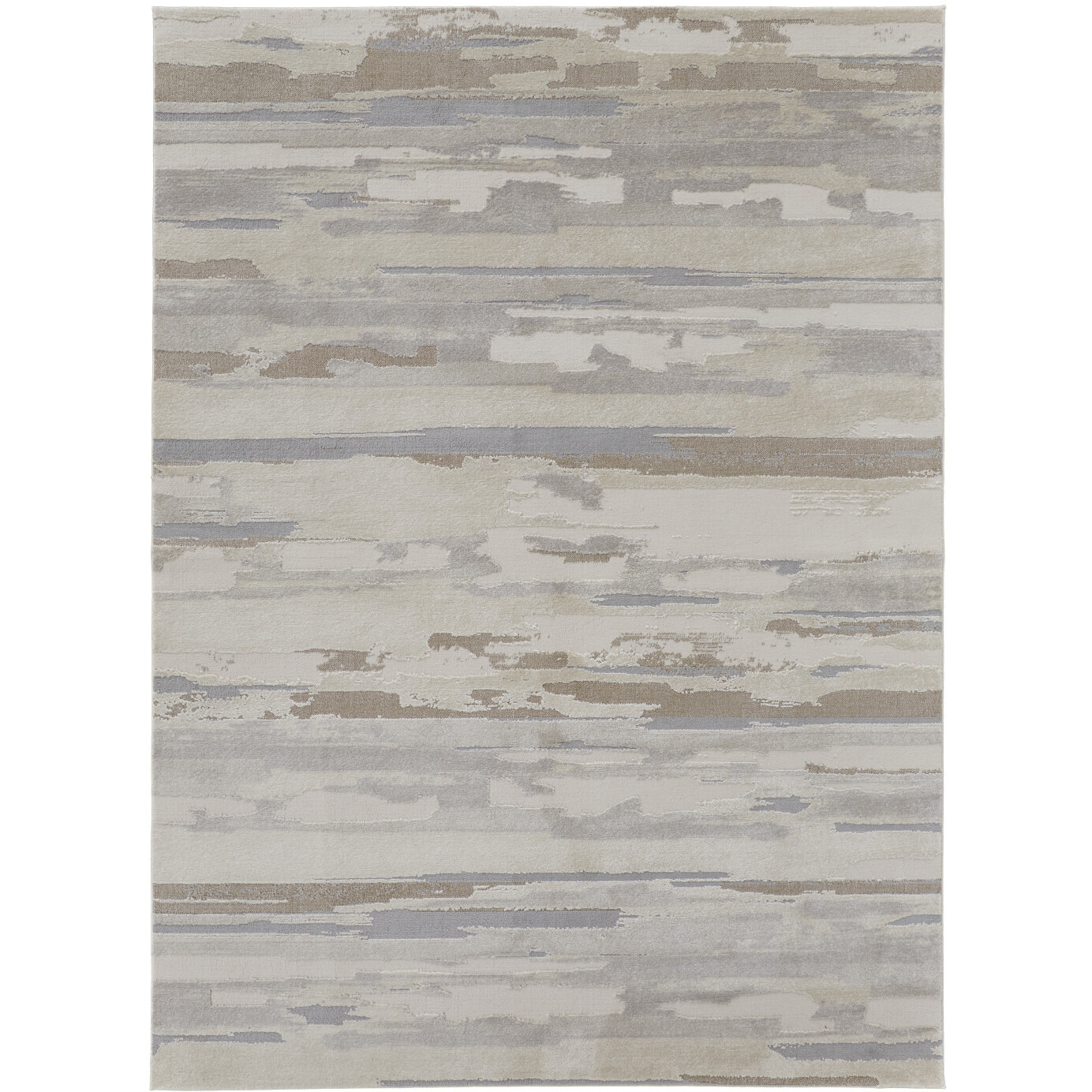 7' X 10' Ivory and Gray Abstract Power Loom Distressed Area Rug