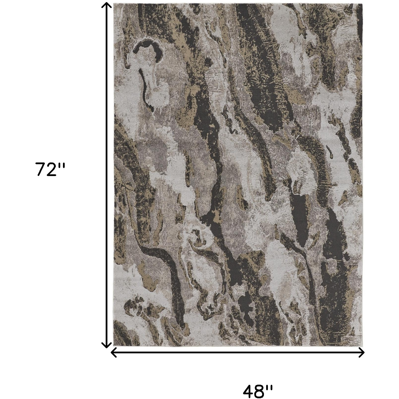 4' X 6' Brown and Ivory Abstract Power Loom Distressed Area Rug