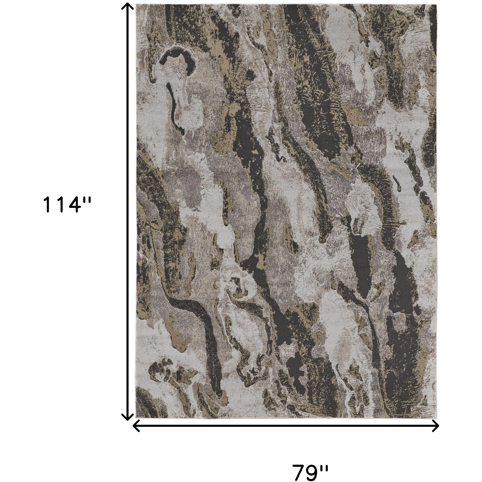 7' X 10' Brown and Ivory Abstract Power Loom Distressed Area Rug