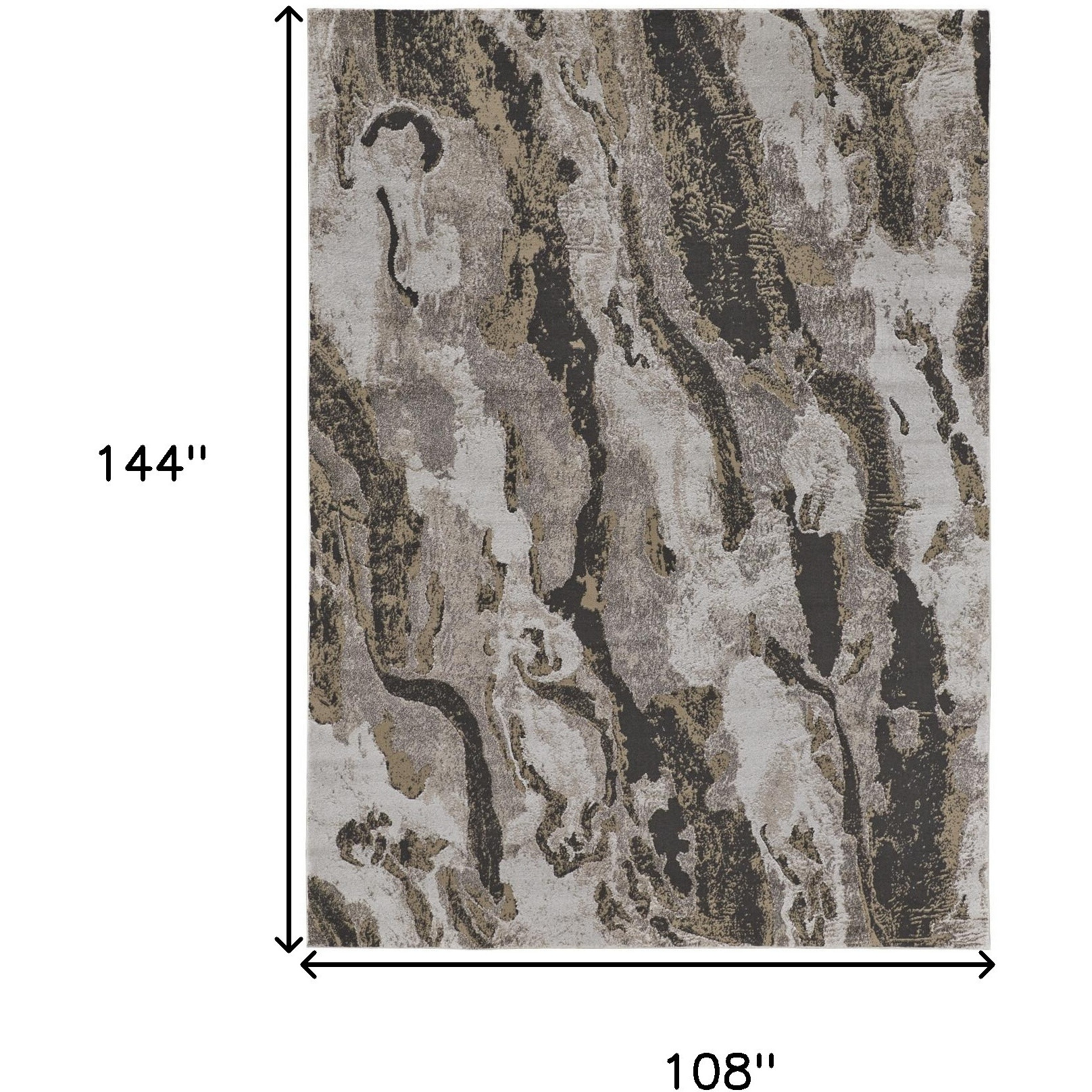 9' X 12' Brown and Ivory Abstract Power Loom Distressed Area Rug
