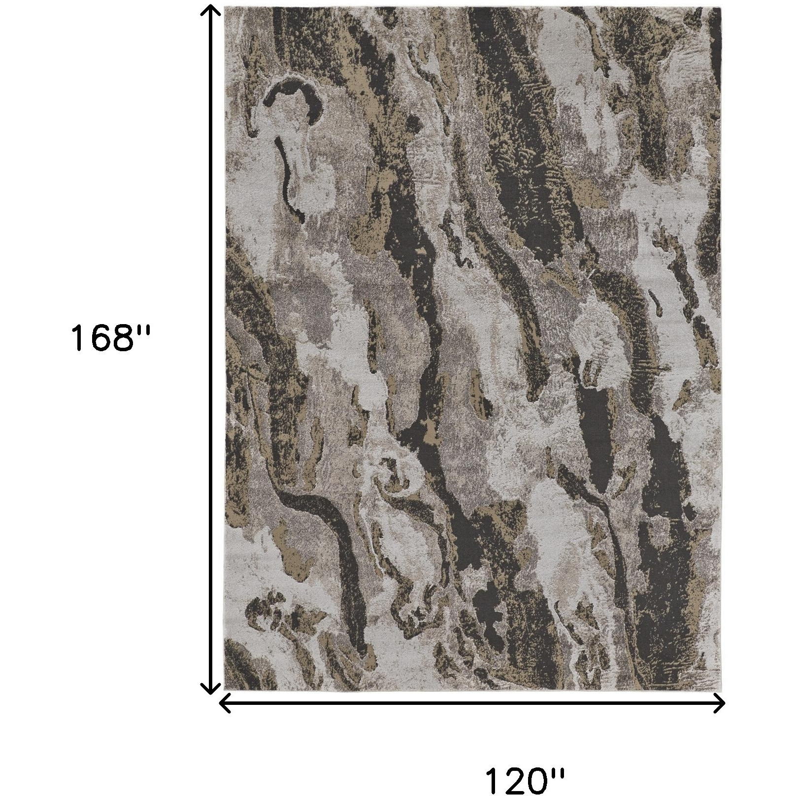 10' X 14' Brown and Ivory Abstract Power Loom Distressed Area Rug
