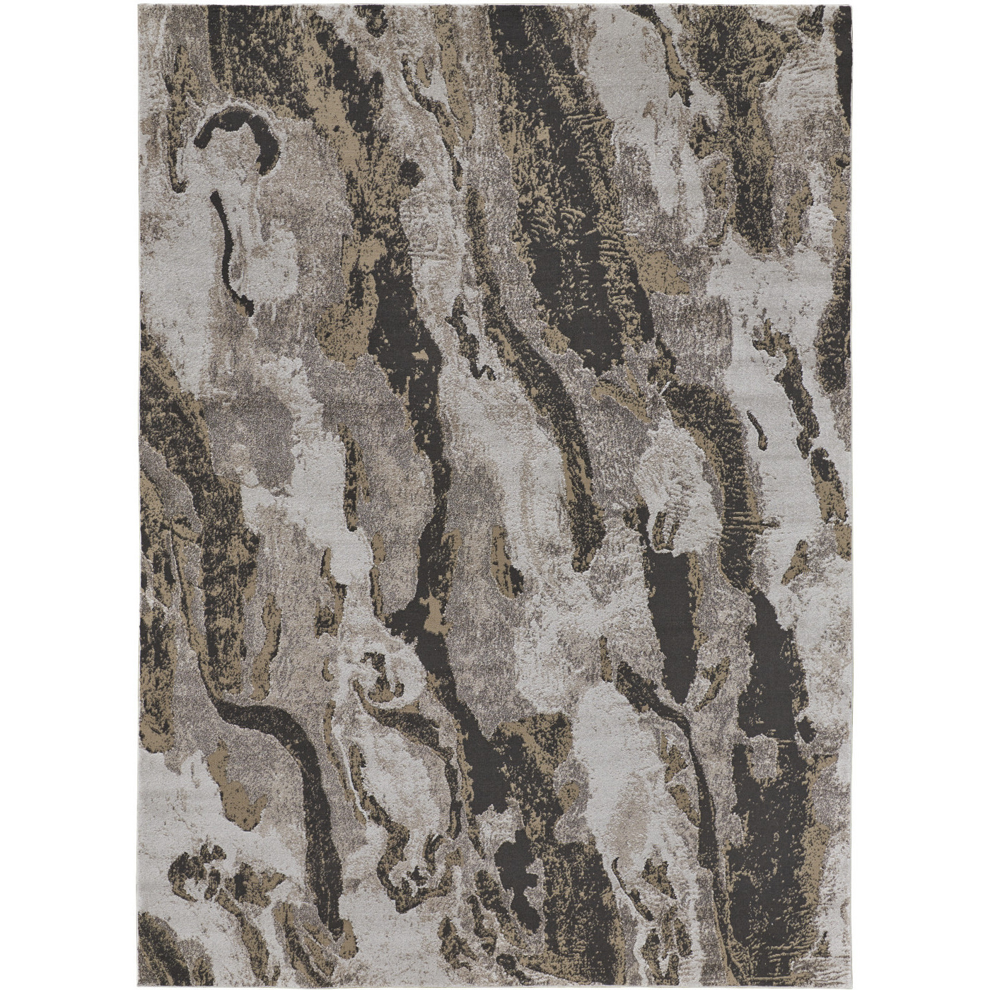 10' X 14' Brown and Ivory Abstract Power Loom Distressed Area Rug