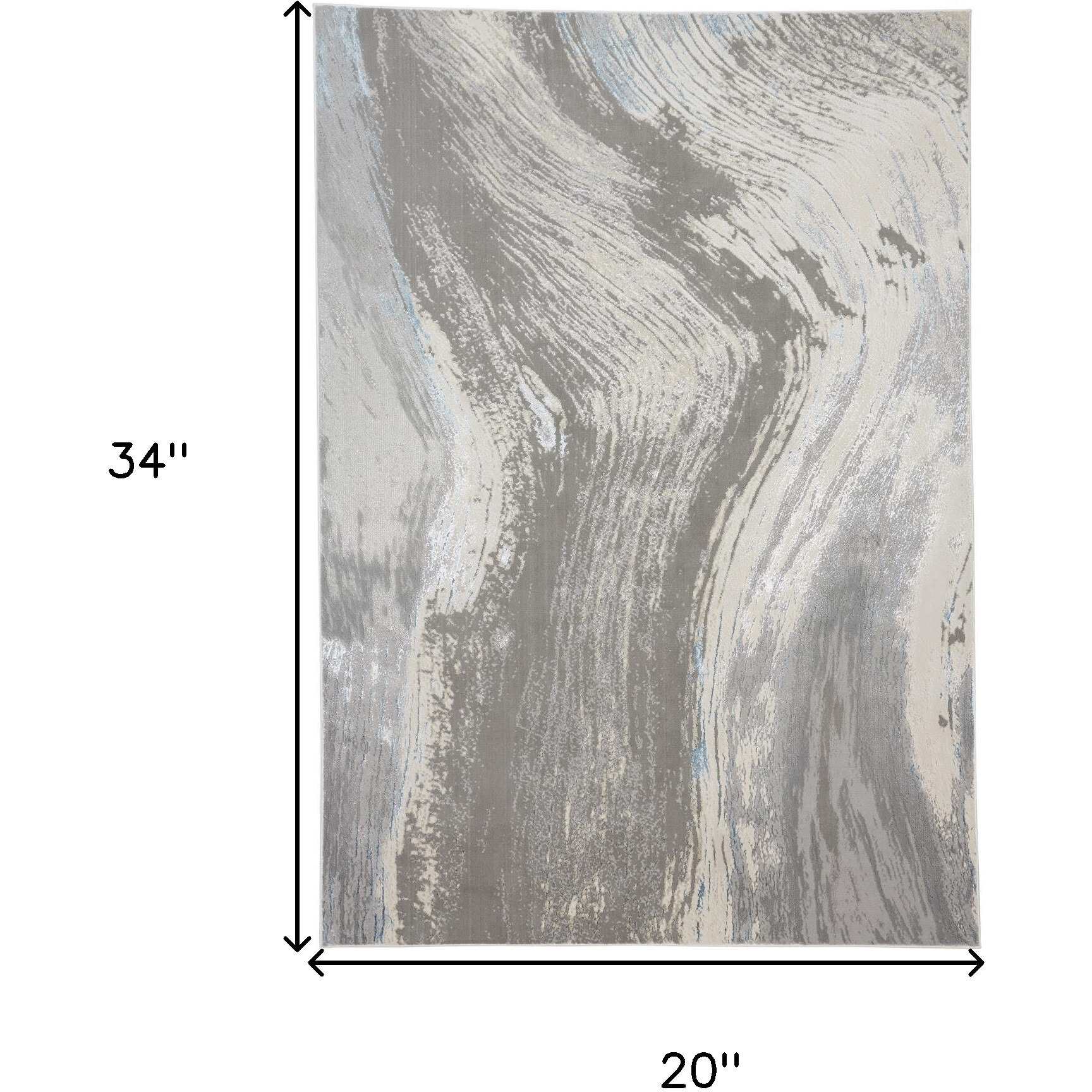 2' X 3' Gray and Ivory Abstract Power Loom Area Rug