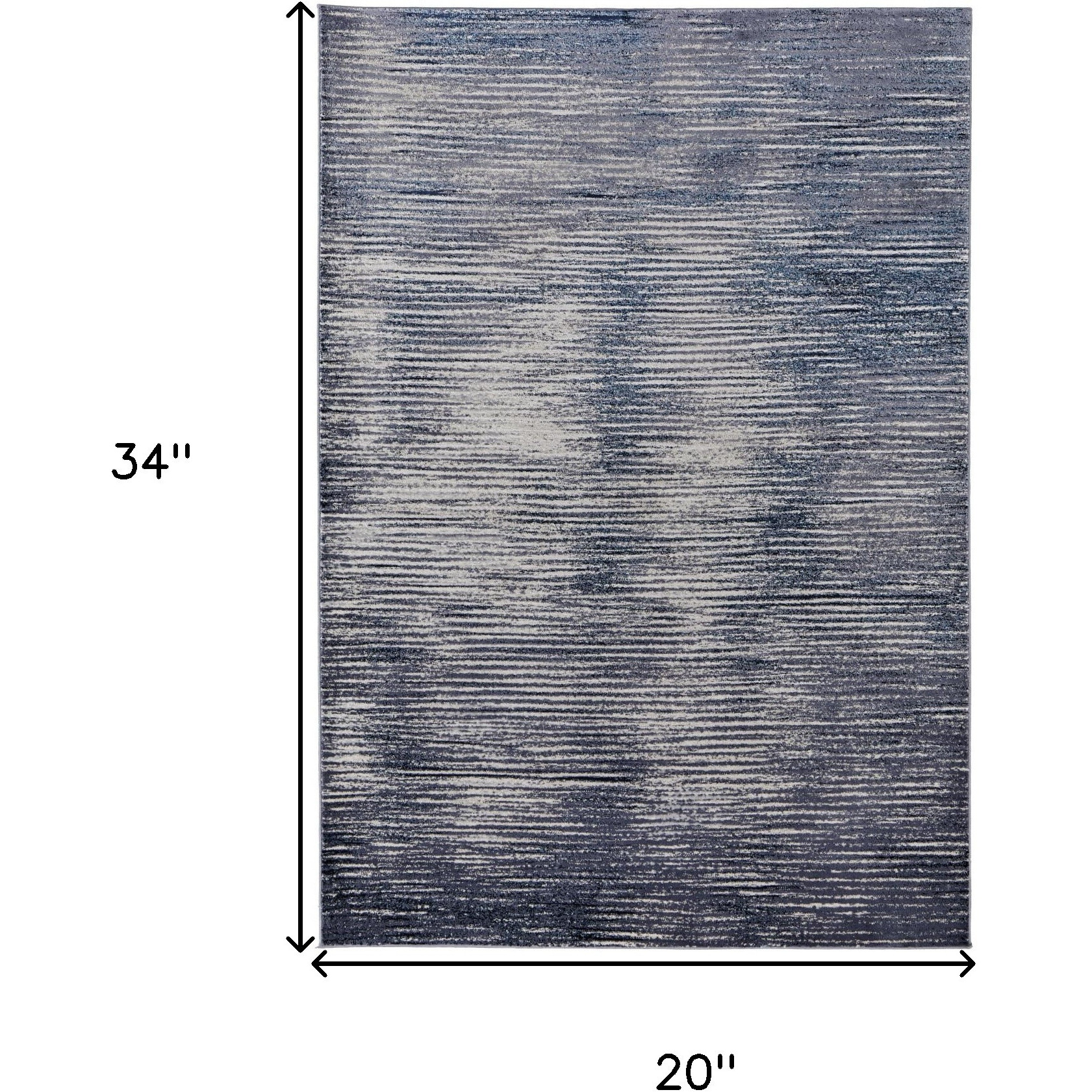 2' X 3' Gray and Ivory Striped Power Loom Distressed Area Rug