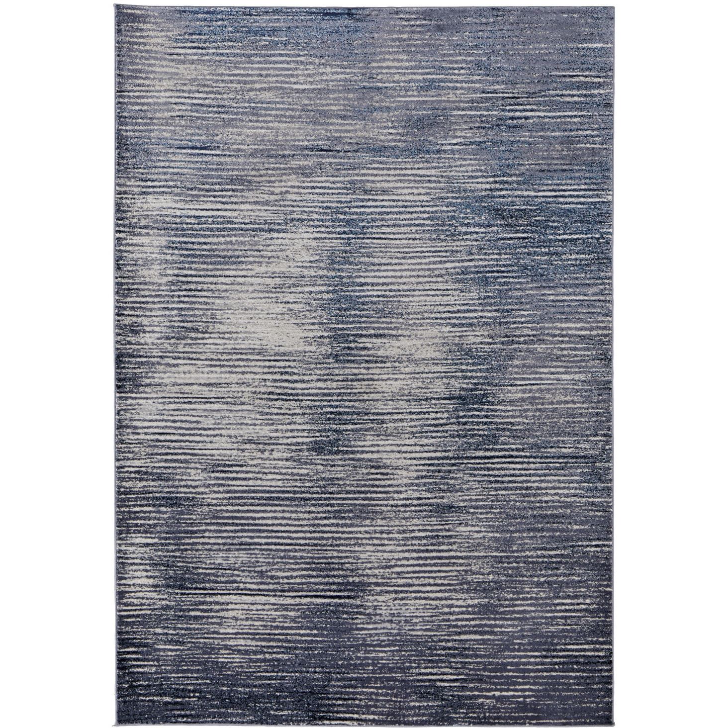 2' X 3' Gray and Ivory Striped Power Loom Distressed Area Rug