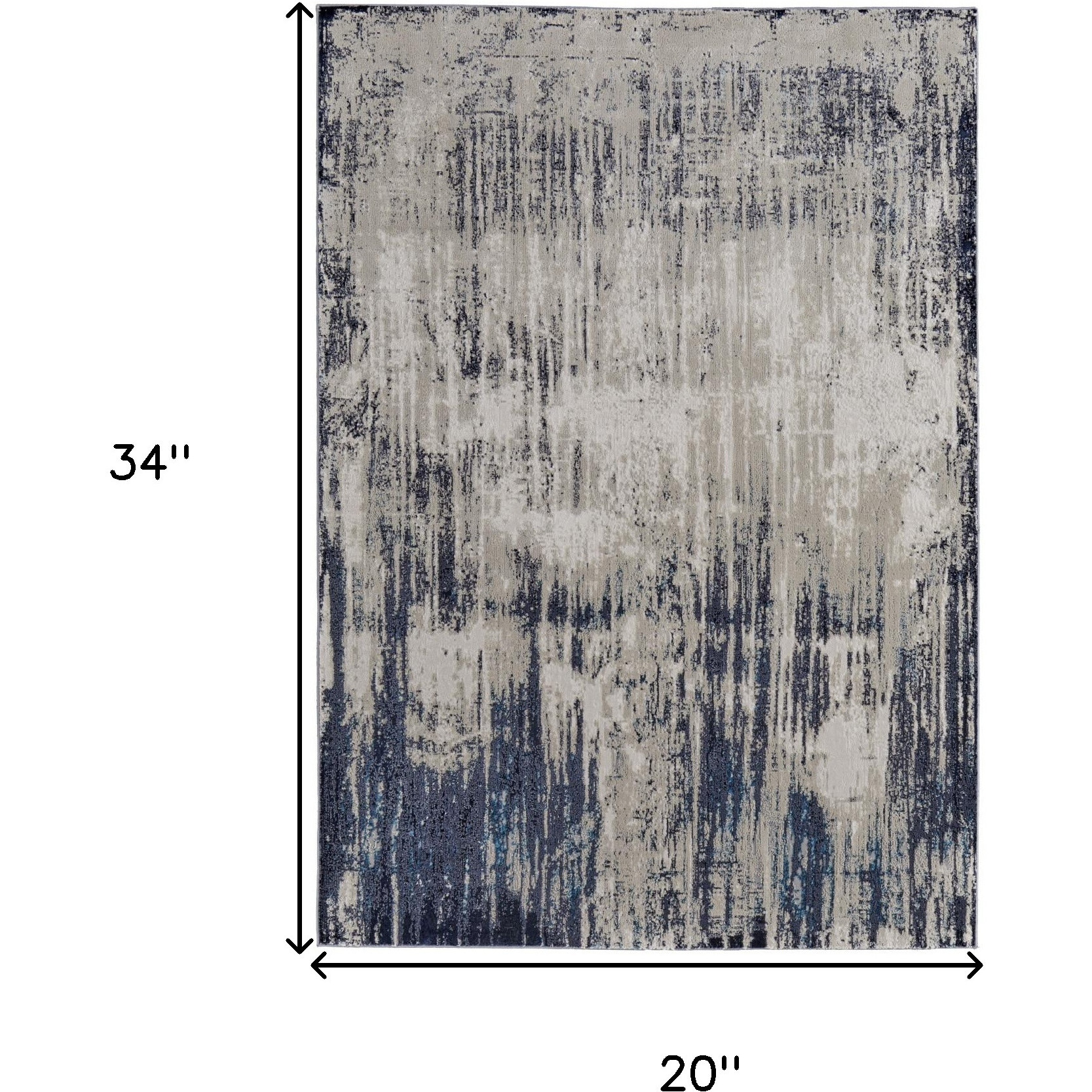 2' X 3' Blue and Ivory Abstract Power Loom Distressed Area Rug