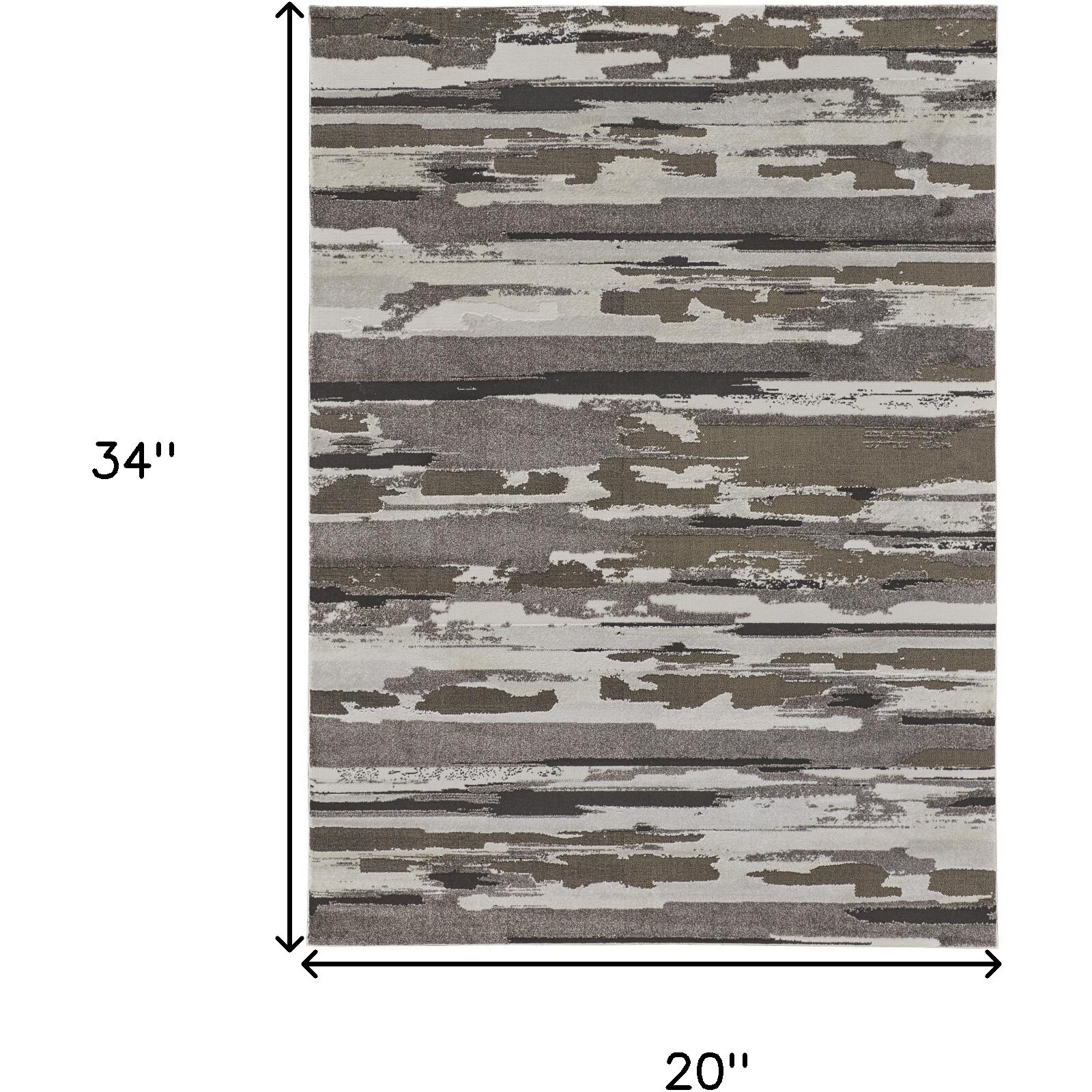 2' X 3' Brown and Ivory Abstract Power Loom Distressed Area Rug