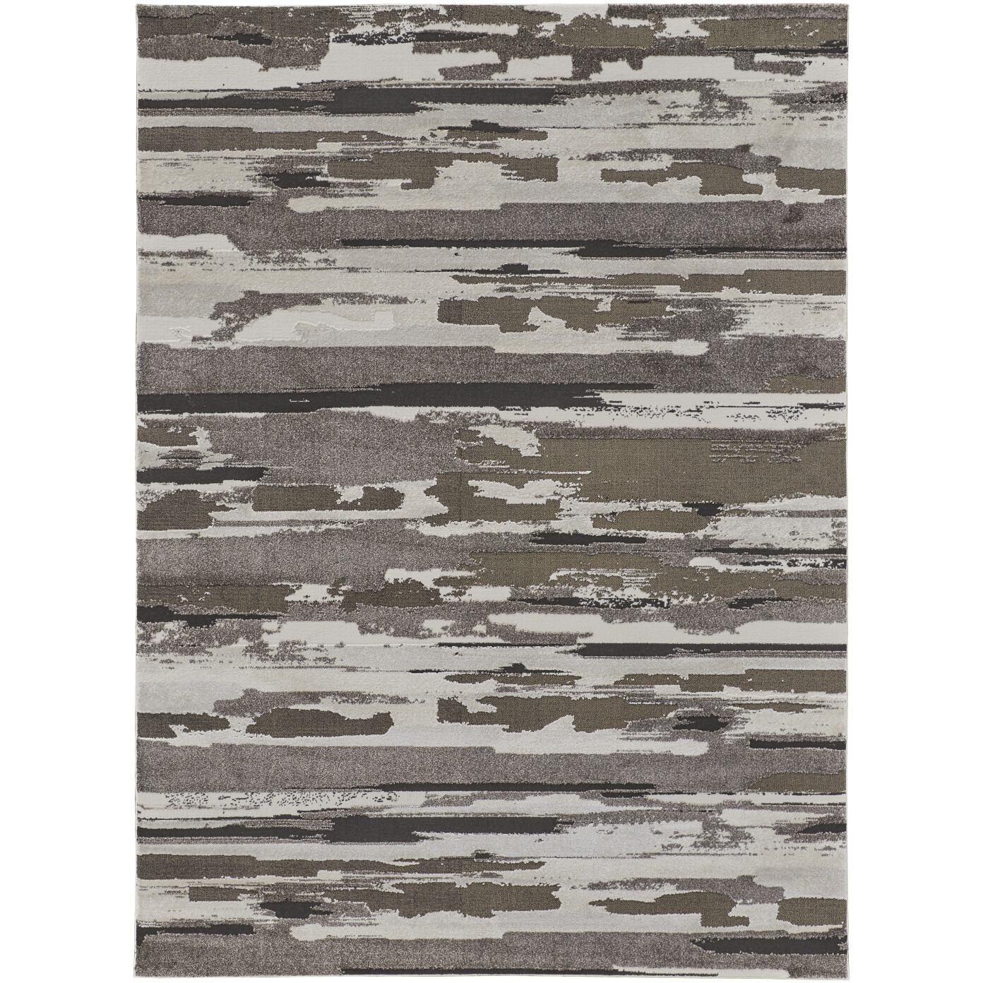 2' X 3' Brown and Ivory Abstract Power Loom Distressed Area Rug