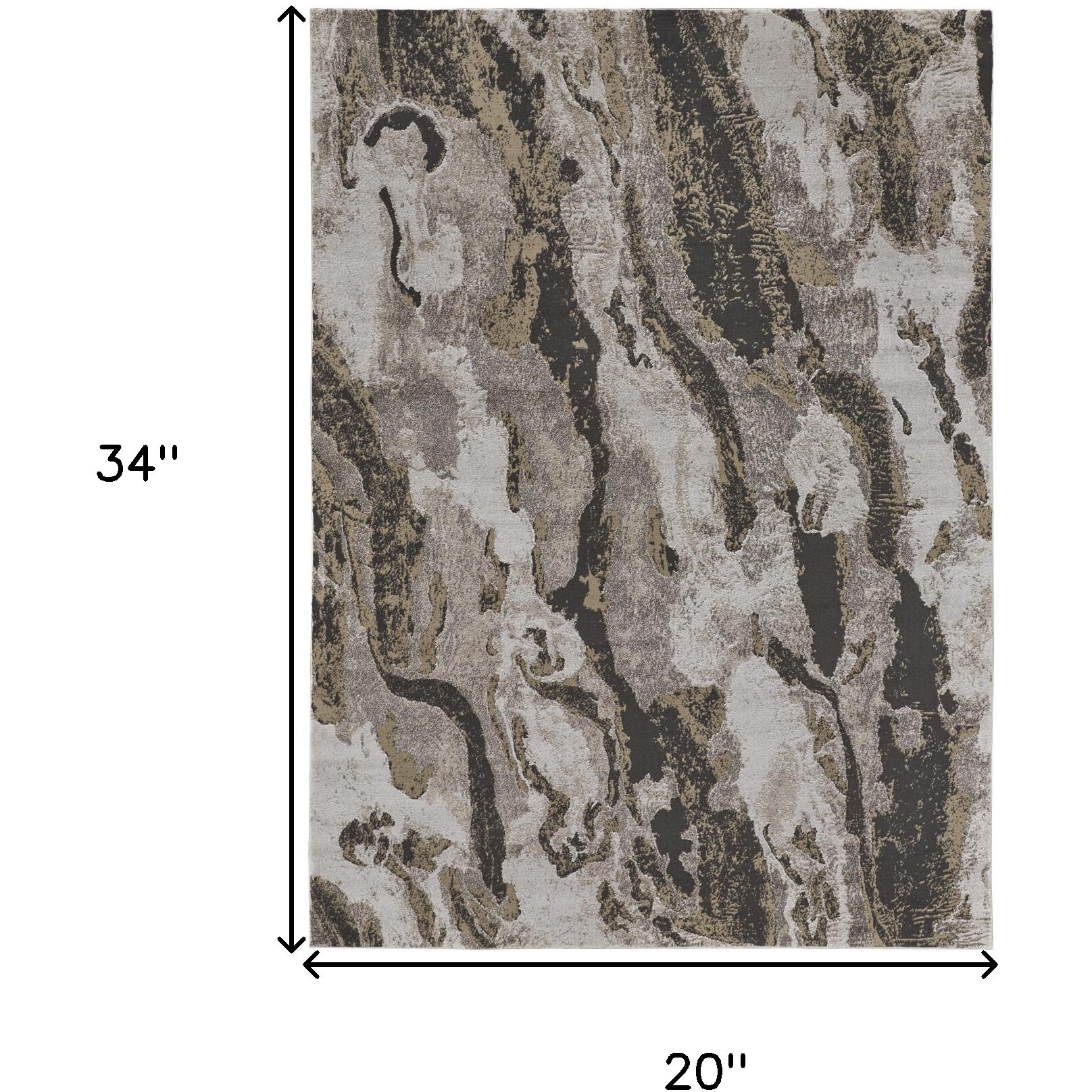 2' X 3' Brown and Ivory Abstract Power Loom Distressed Area Rug