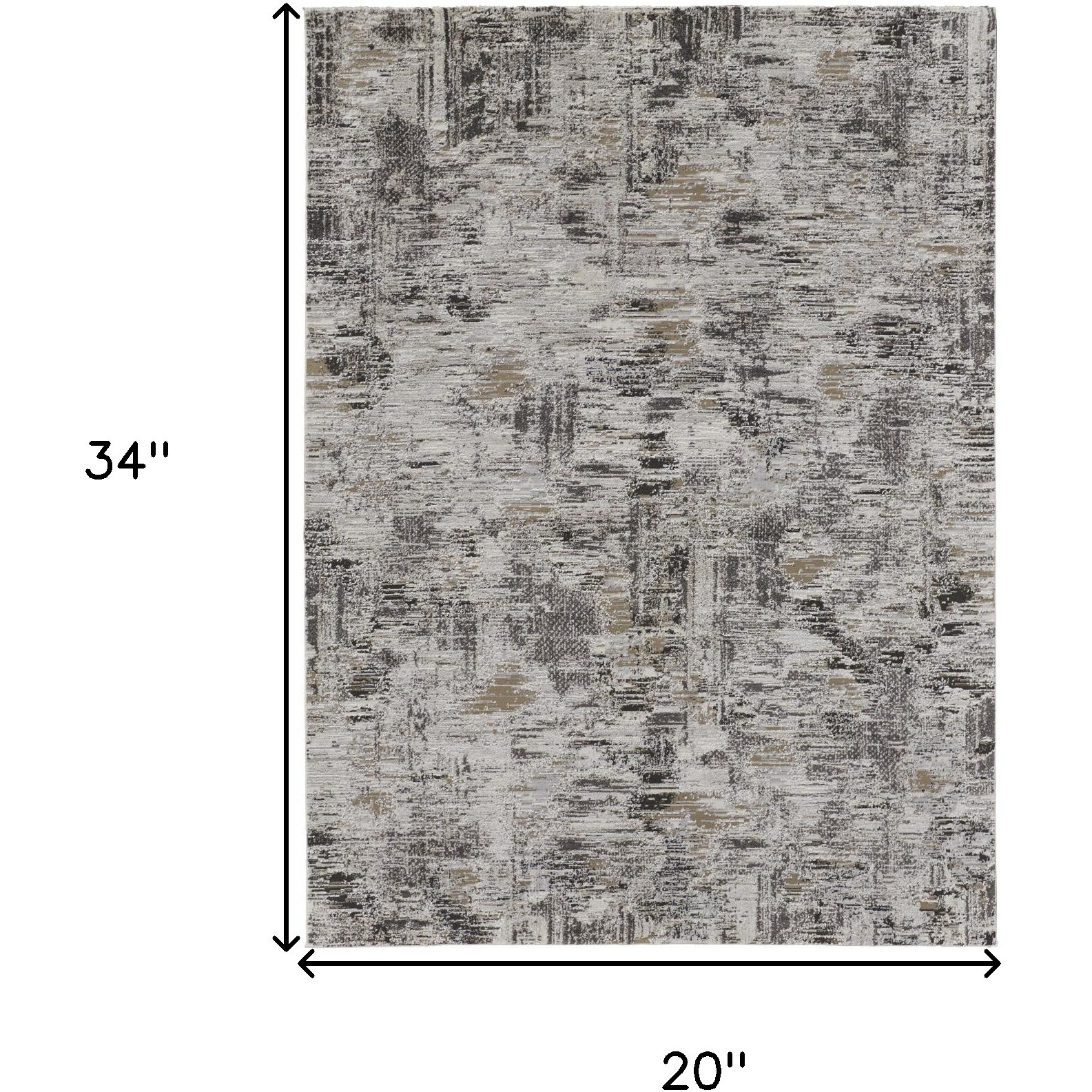 2' X 3' Brown and Ivory Abstract Power Loom Distressed Area Rug