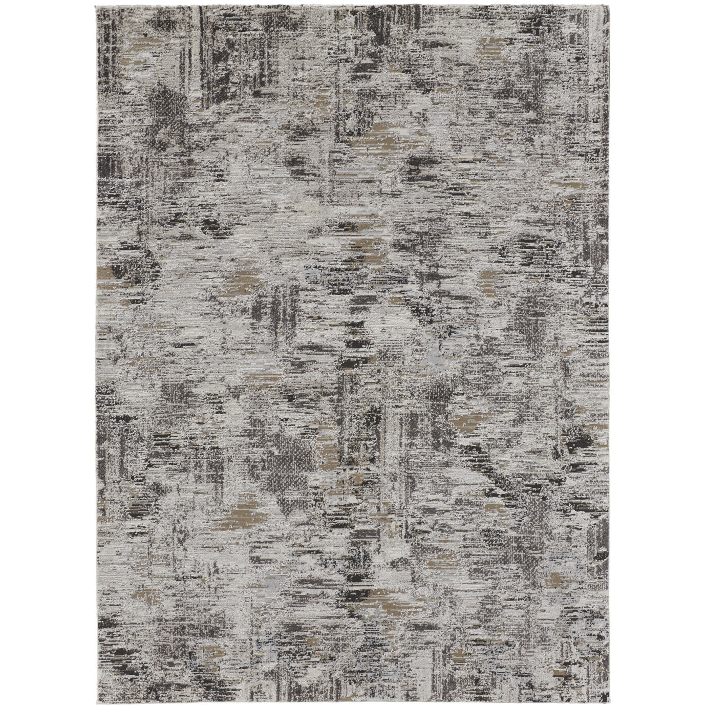 2' X 3' Brown and Ivory Abstract Power Loom Distressed Area Rug