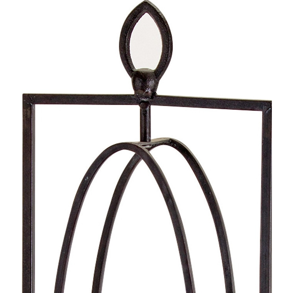Set of Two Black Iron Ornate Tabletop Hurricane Candle Holders