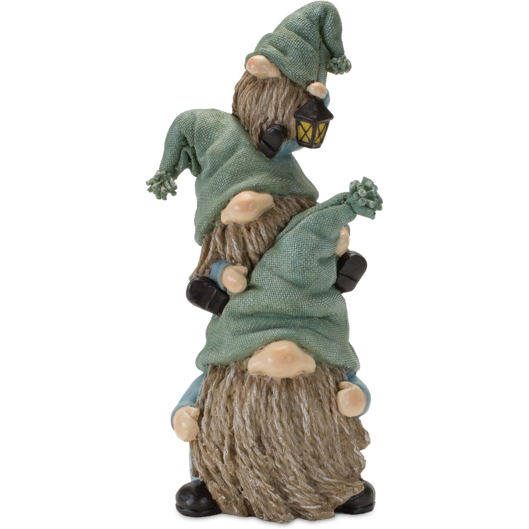 Set of Two 11" Blue and Green Polyresin Other Fantasy Sci-Fi Sitting Gnome Tabletop Sculpture