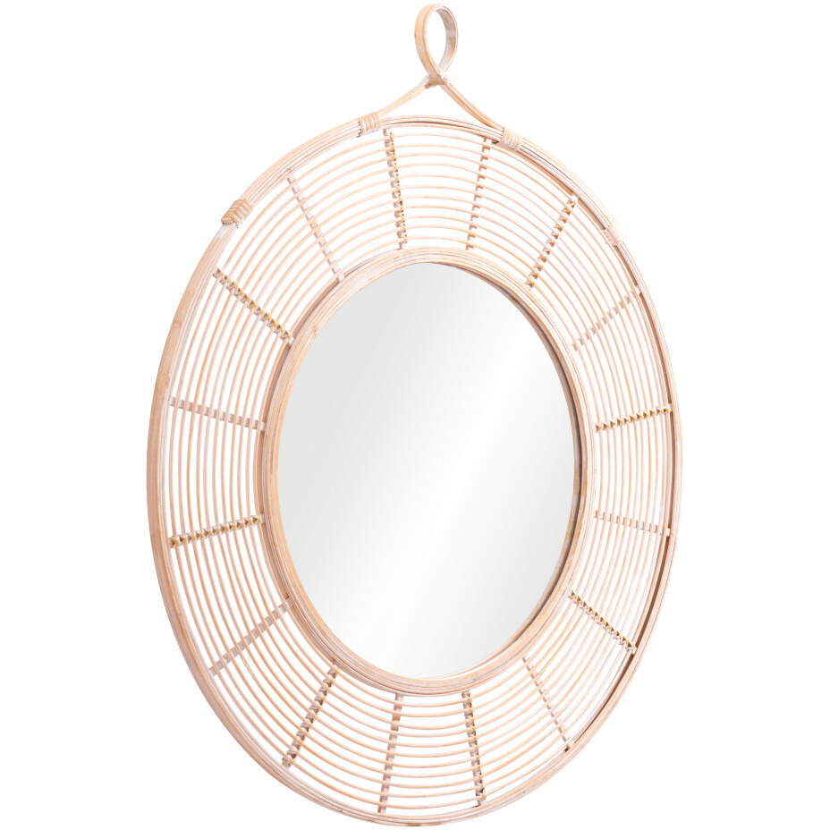 37" Natural Round Framed Accent Mirror