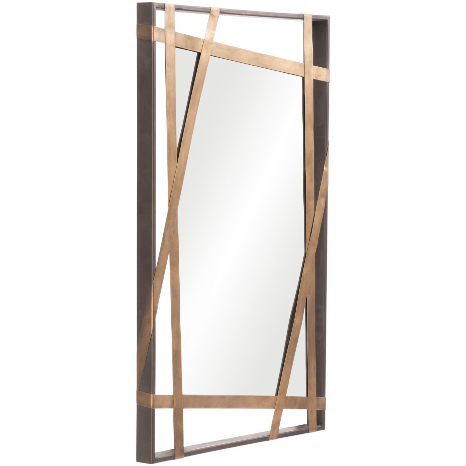 32" Gold and Black Accent Steel Mirror