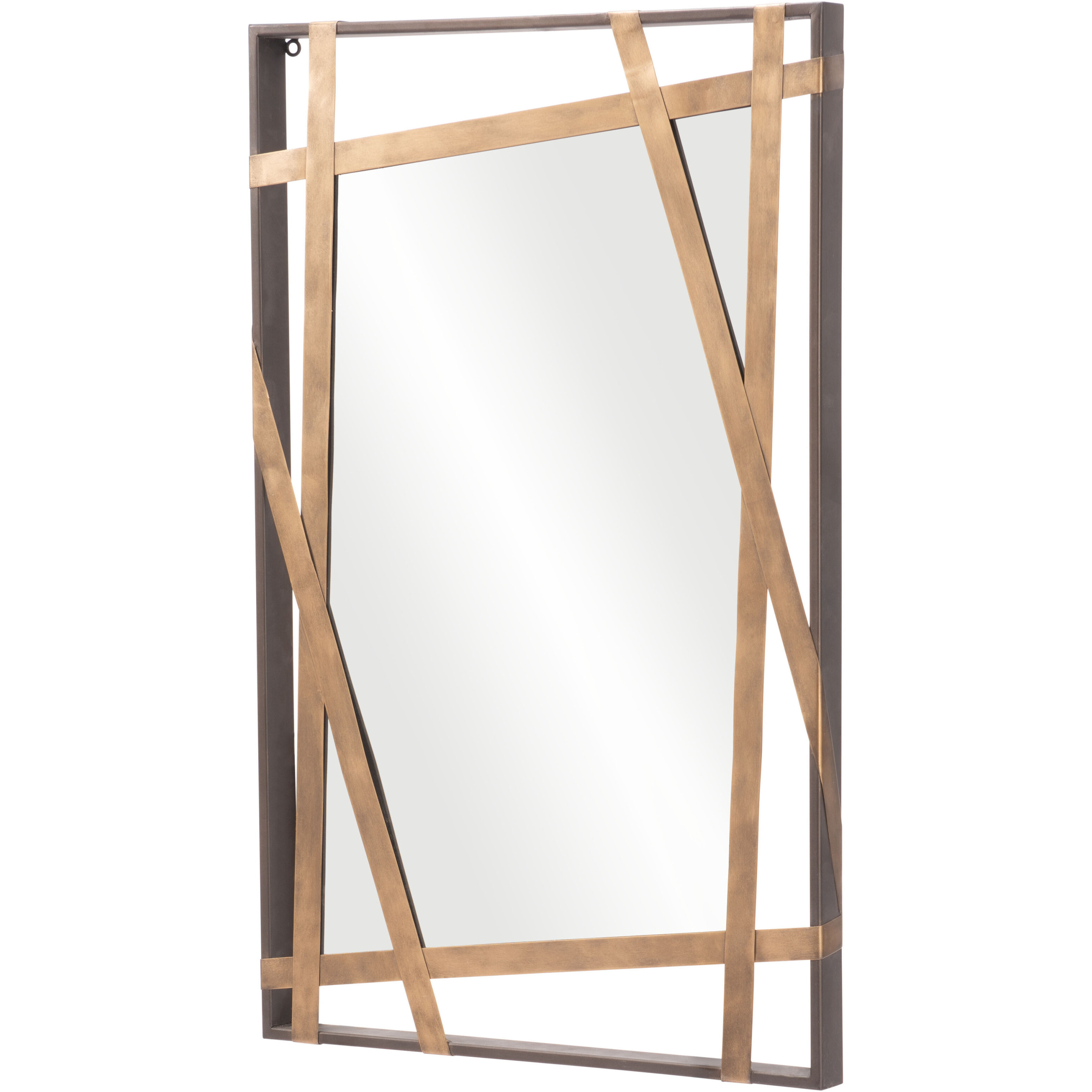 32" Gold and Black Accent Steel Mirror