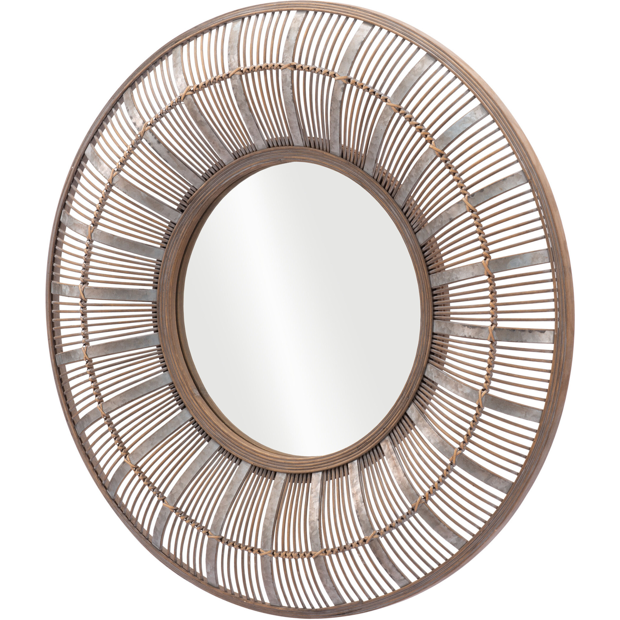 32" Brown Round Accent Mirror