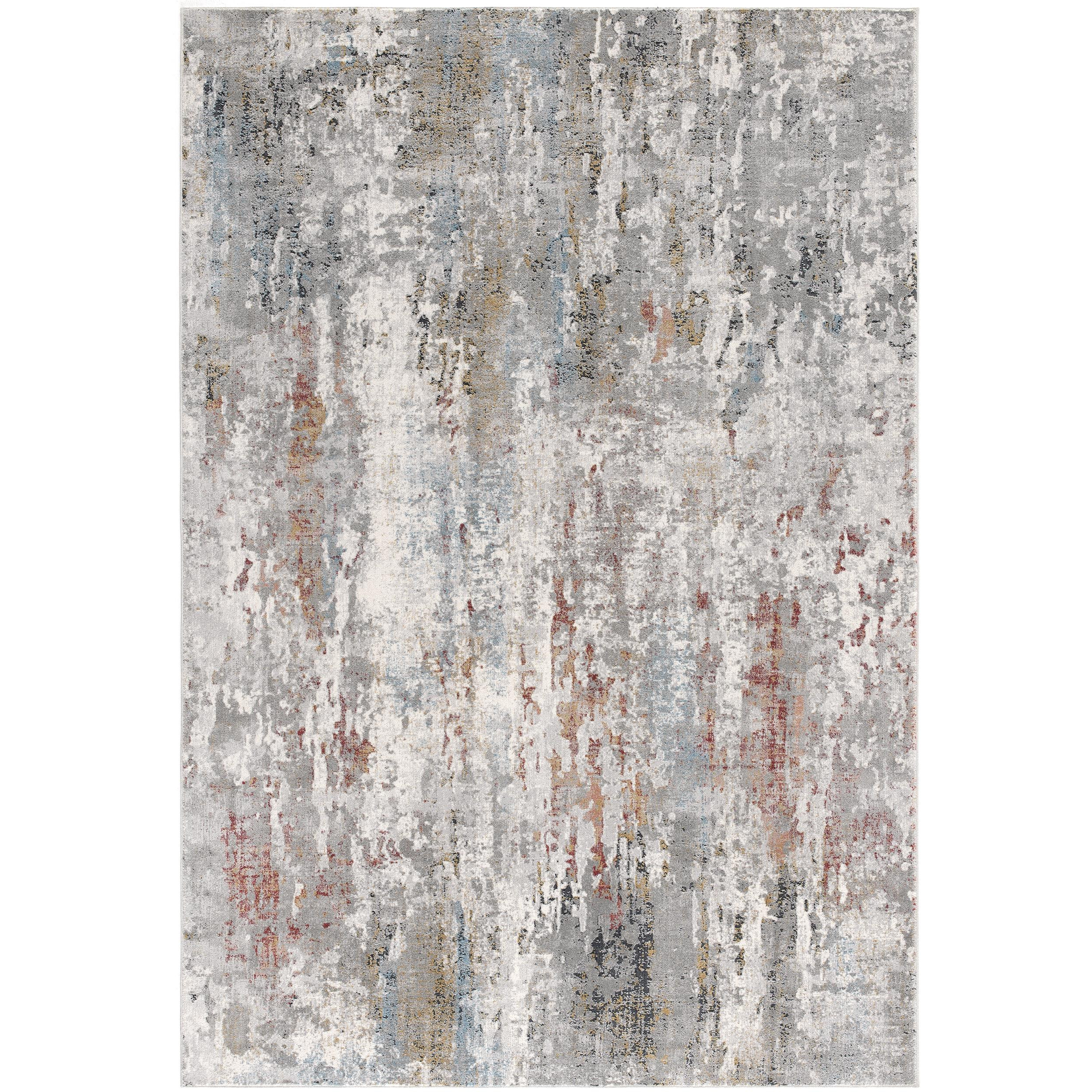 2' X 3' Gray and Blue Abstract Washable Non Skid Area Rug