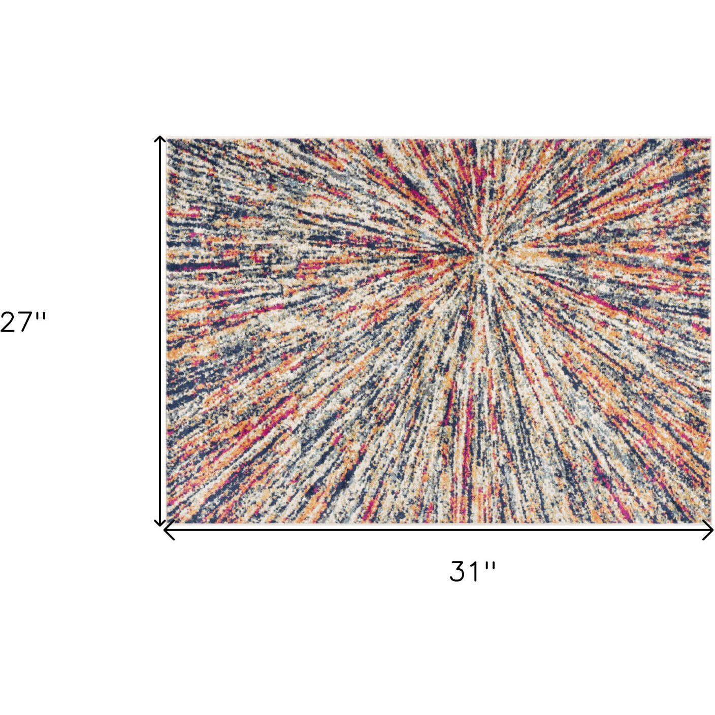 2' X 3' Ivory Blue and Orange Abstract Washable Non Skid Area Rug