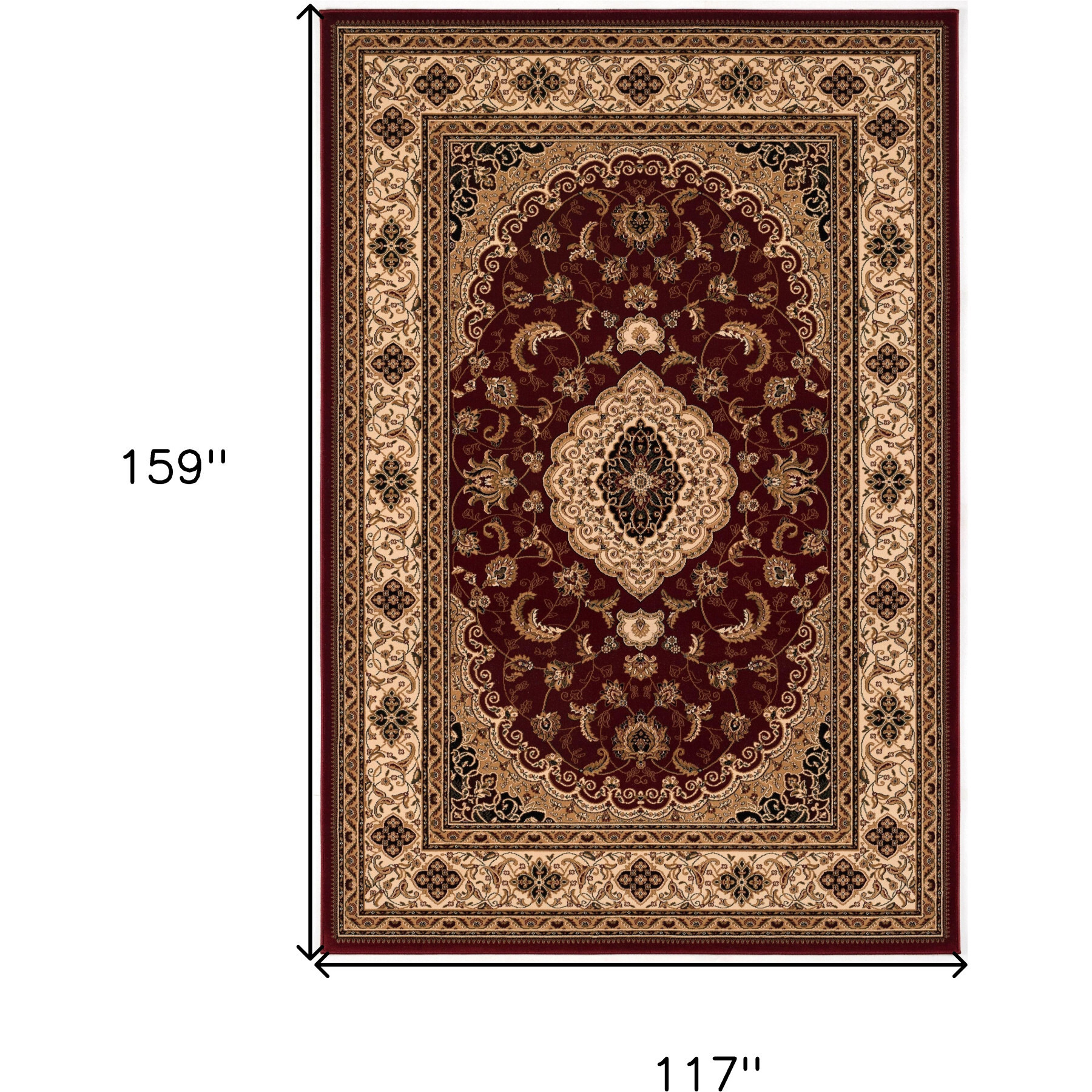 10' X 13' Red and Beige Oriental Distressed Area Rug