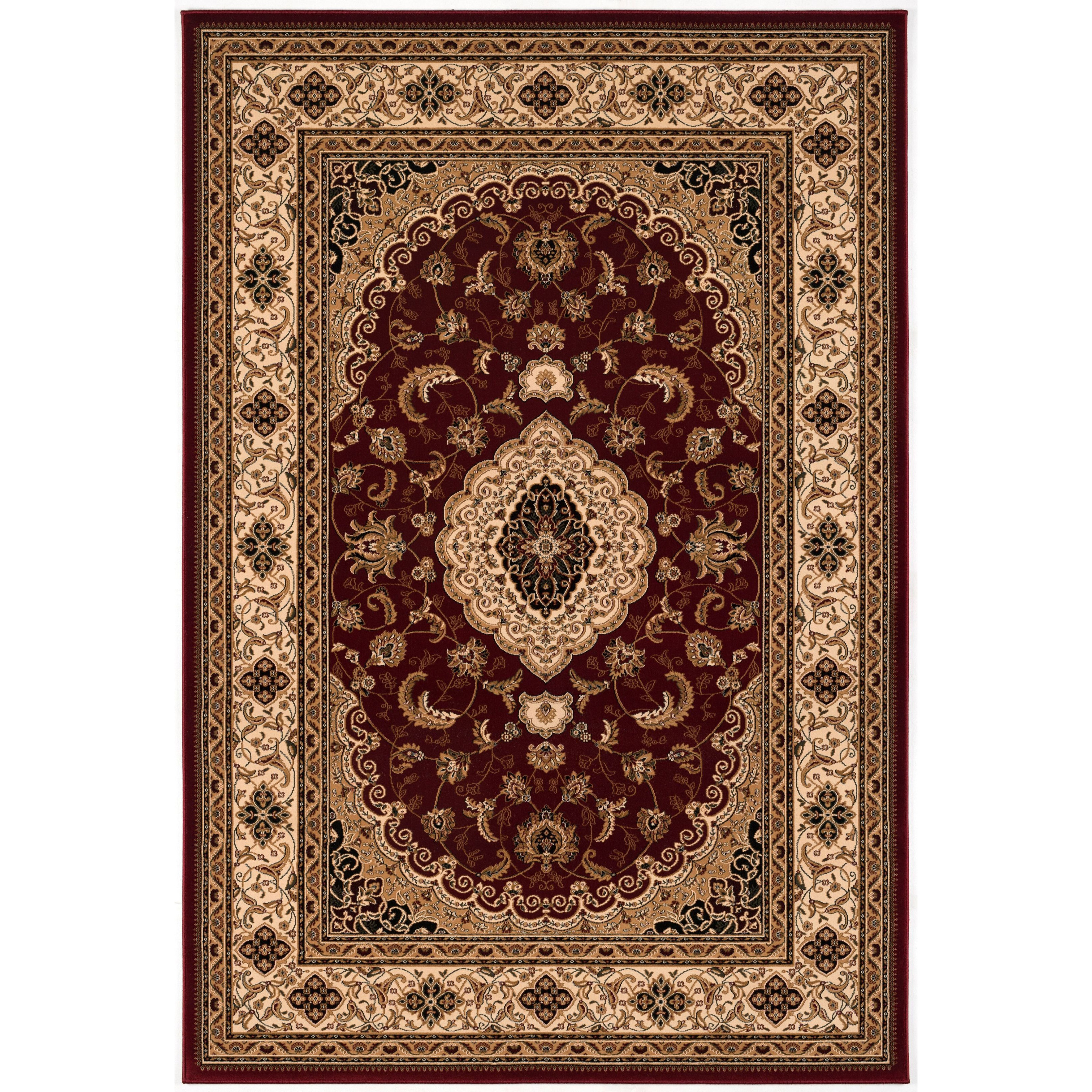 10' X 13' Red and Beige Oriental Distressed Area Rug