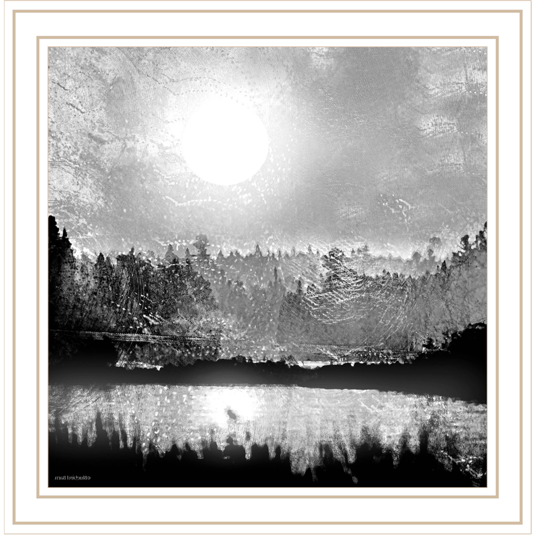 Big Moon Lake White Framed Print Wall Art