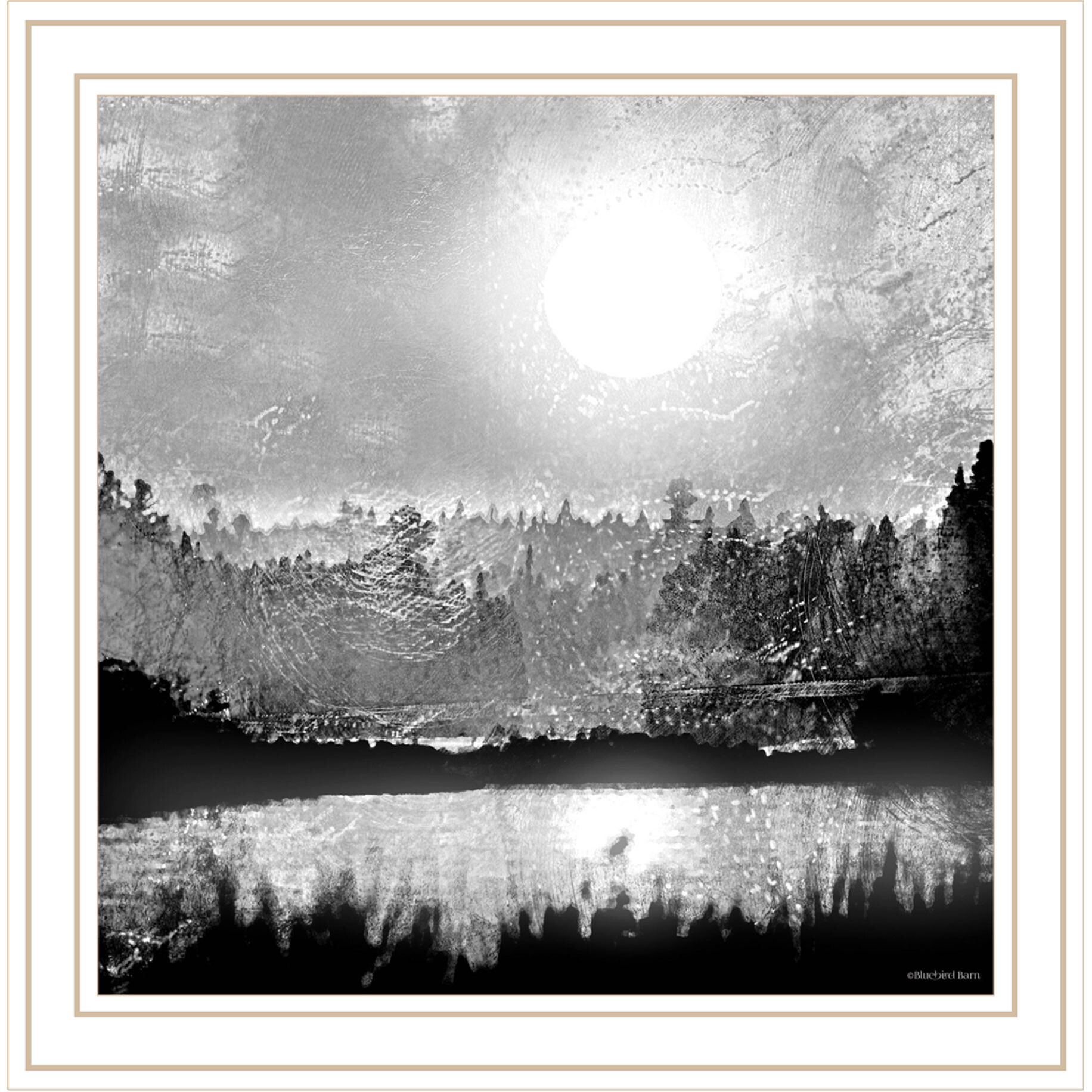 Big Moon Lake White Framed Print Wall Art