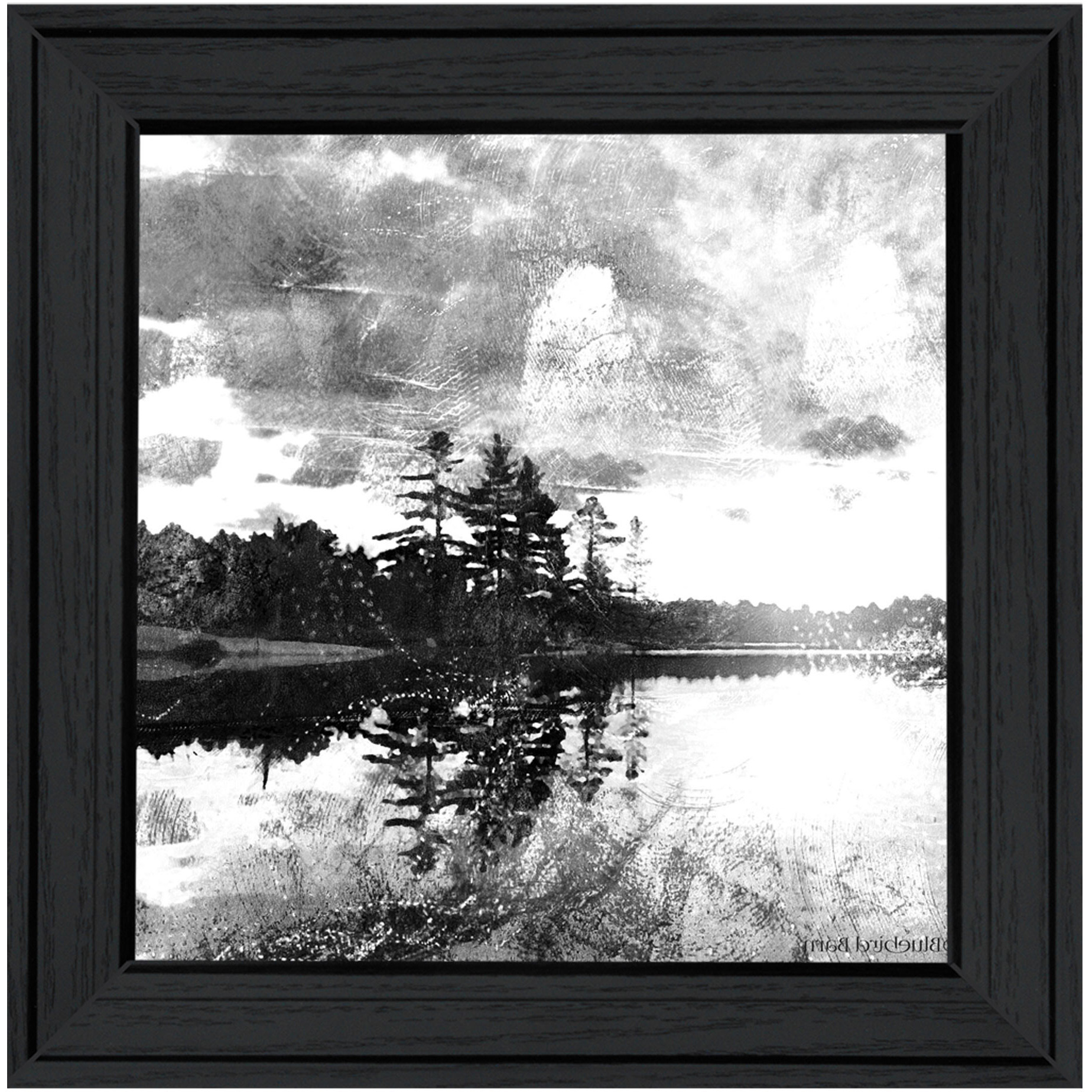 Lakeside Pines Black Framed Print Wall Art
