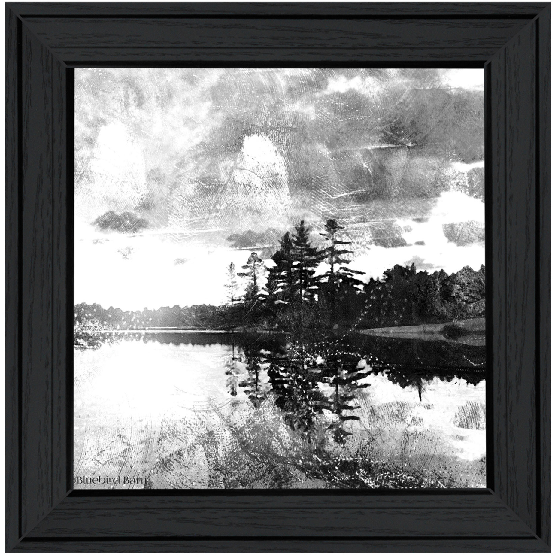Lakeside Pines Black Framed Print Wall Art