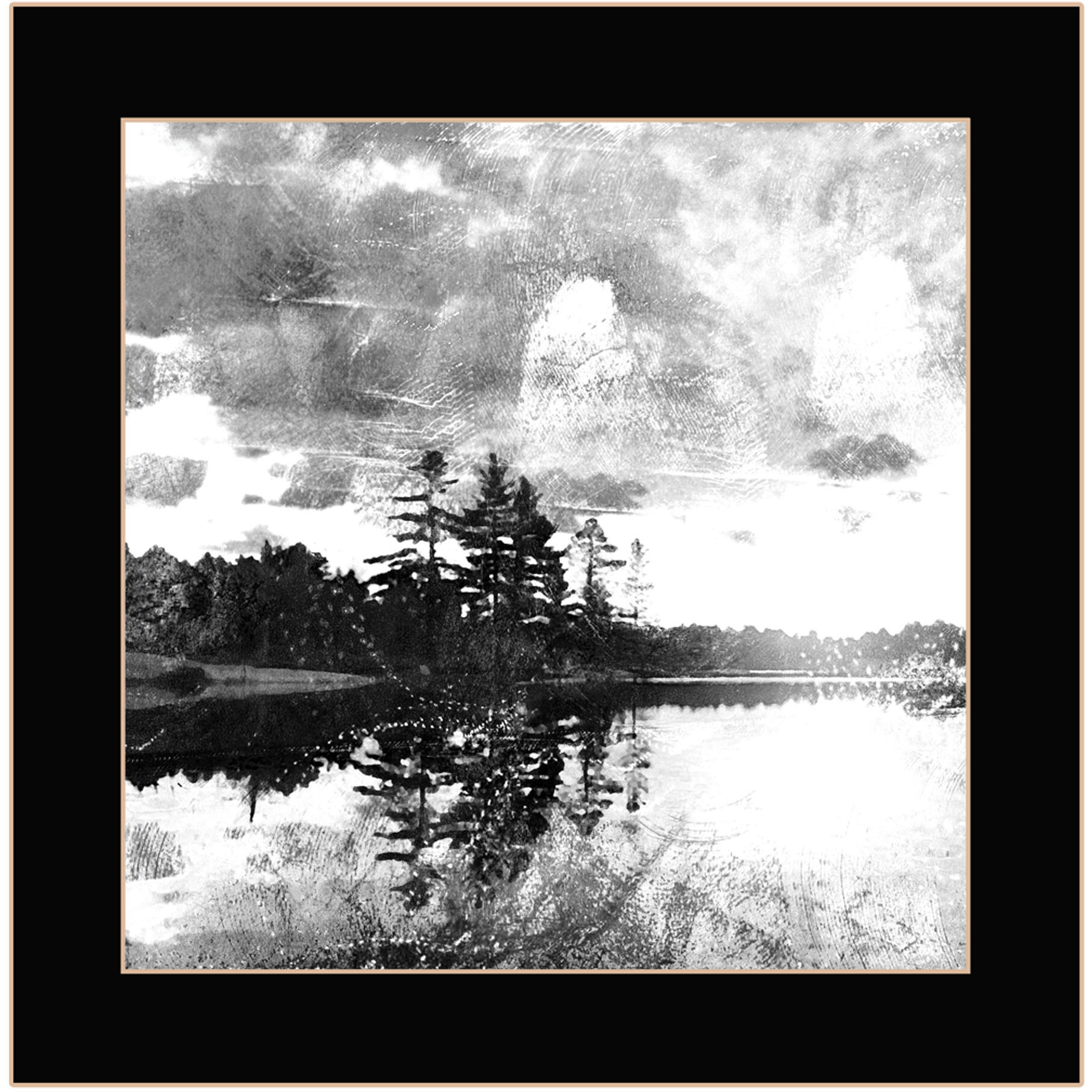 Lakeside Pines Black Framed Print Wall Art