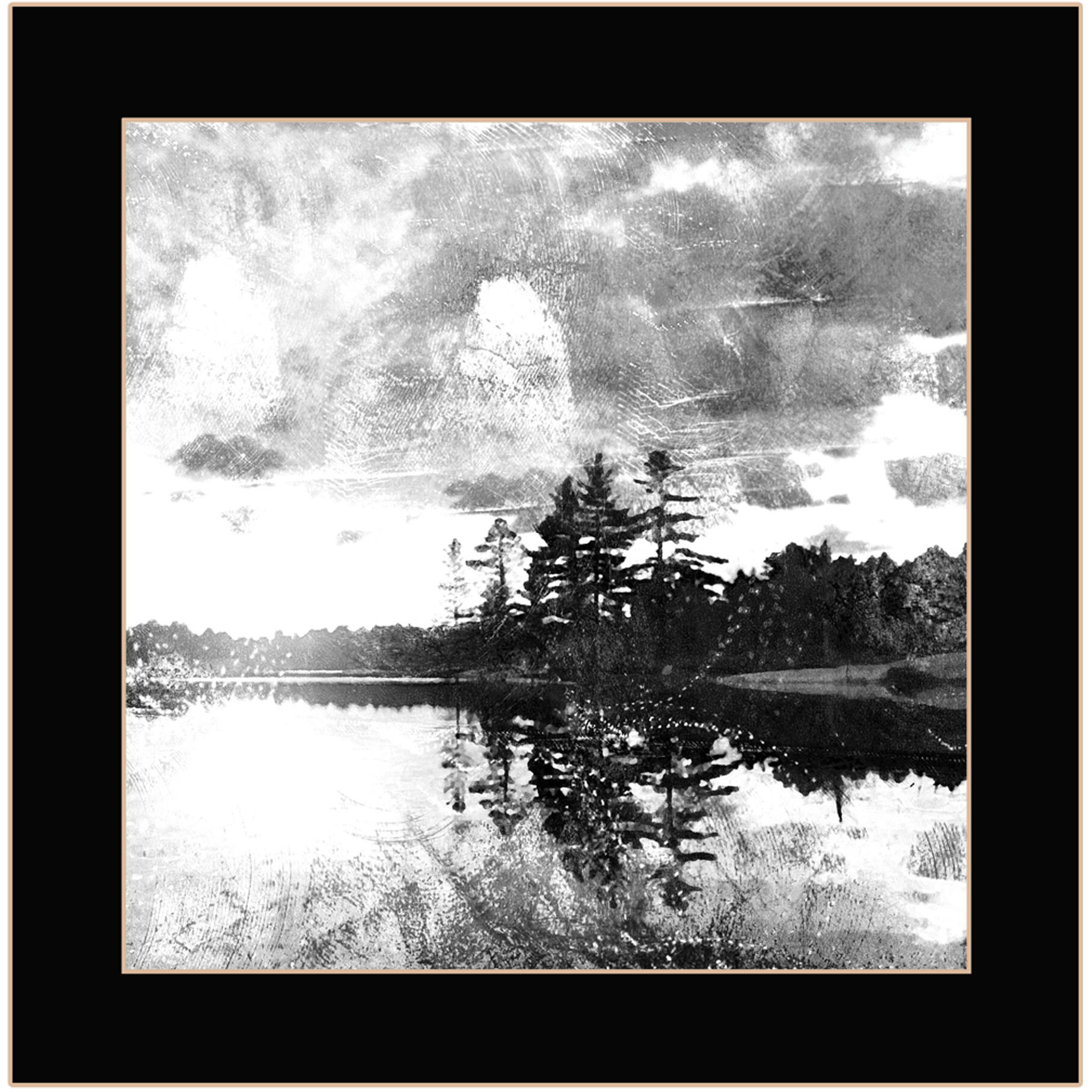 Lakeside Pines Black Framed Print Wall Art