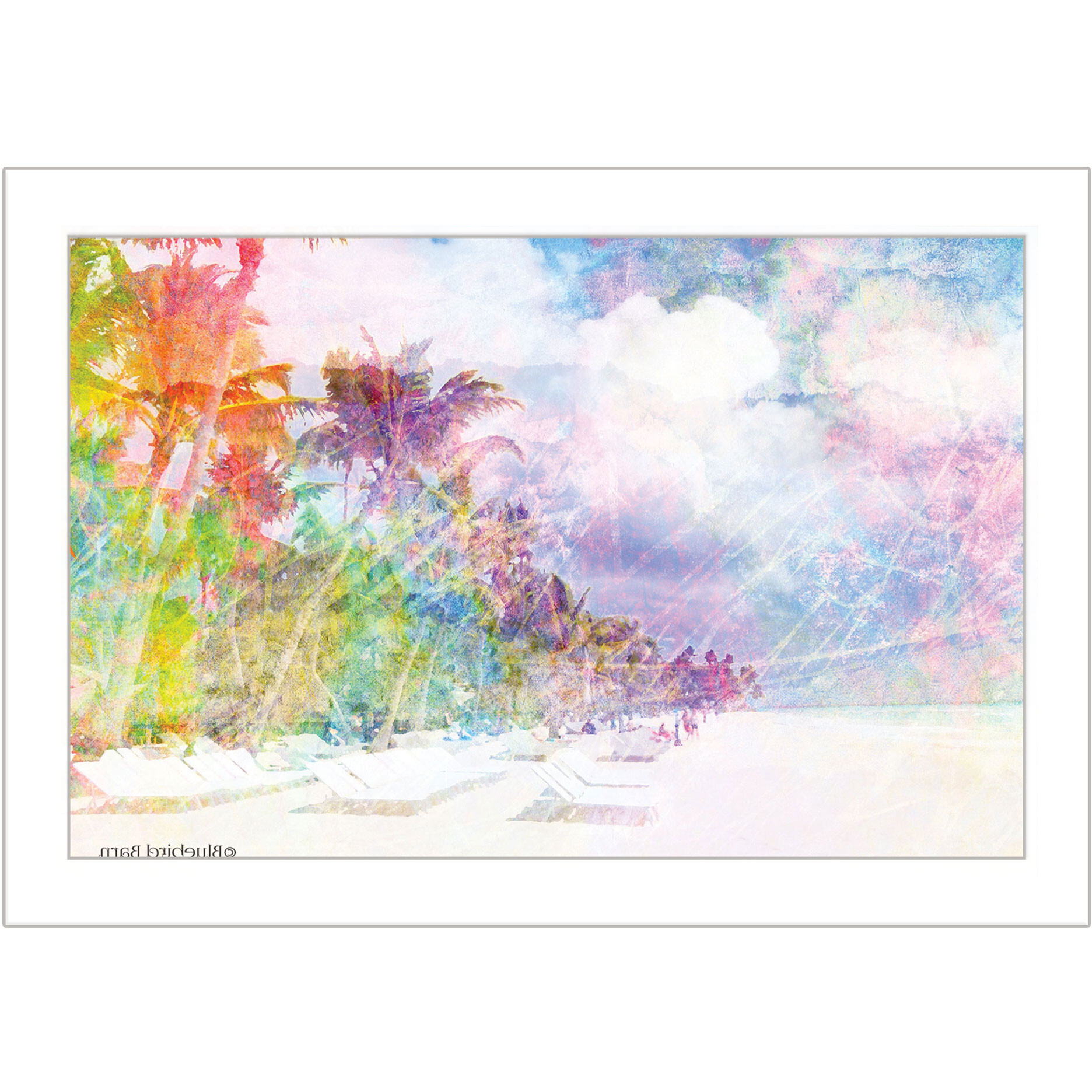 Rainbow Colors on the Coast White Framed Print Wall Art
