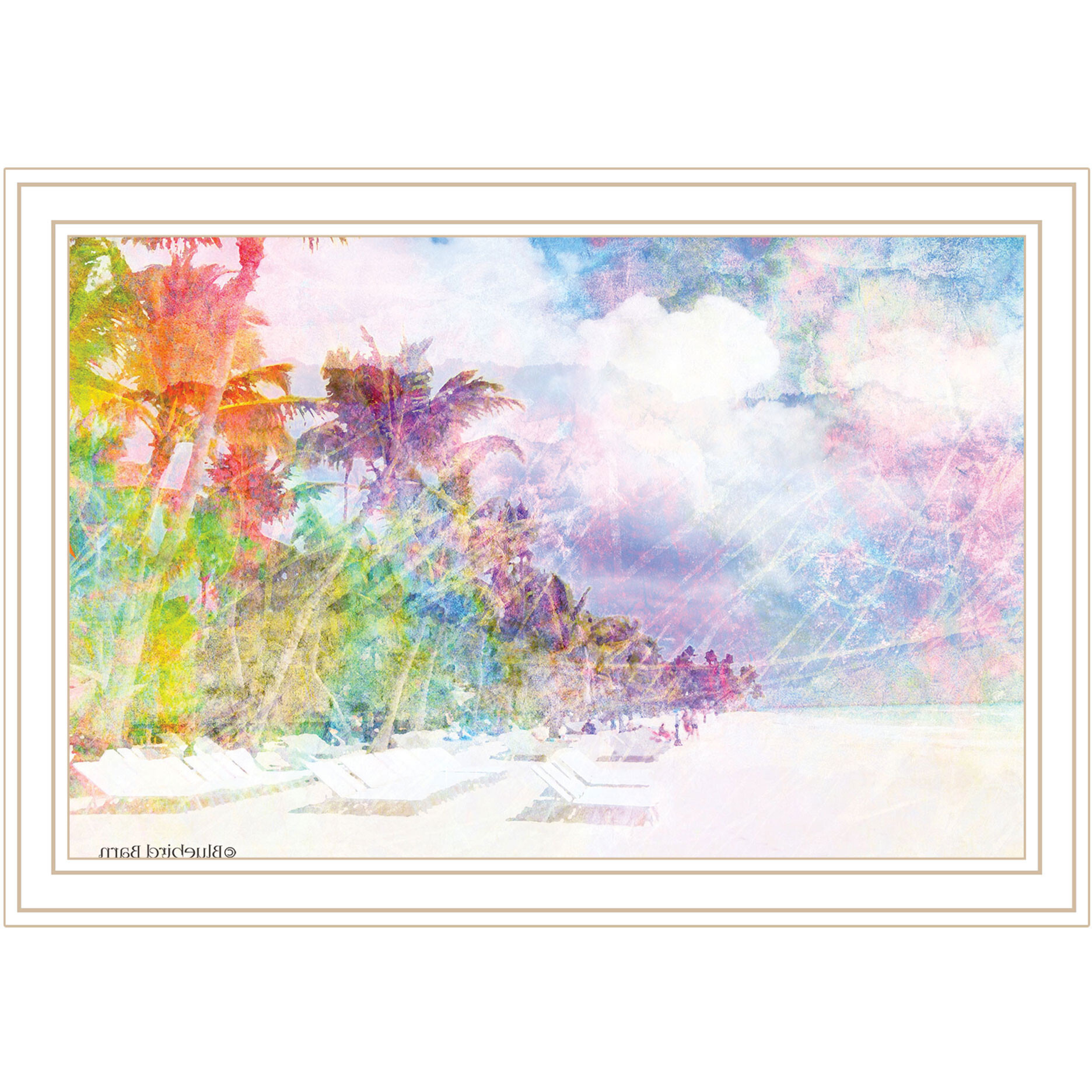 Rainbow Colors on the Coast White Framed Print Wall Art
